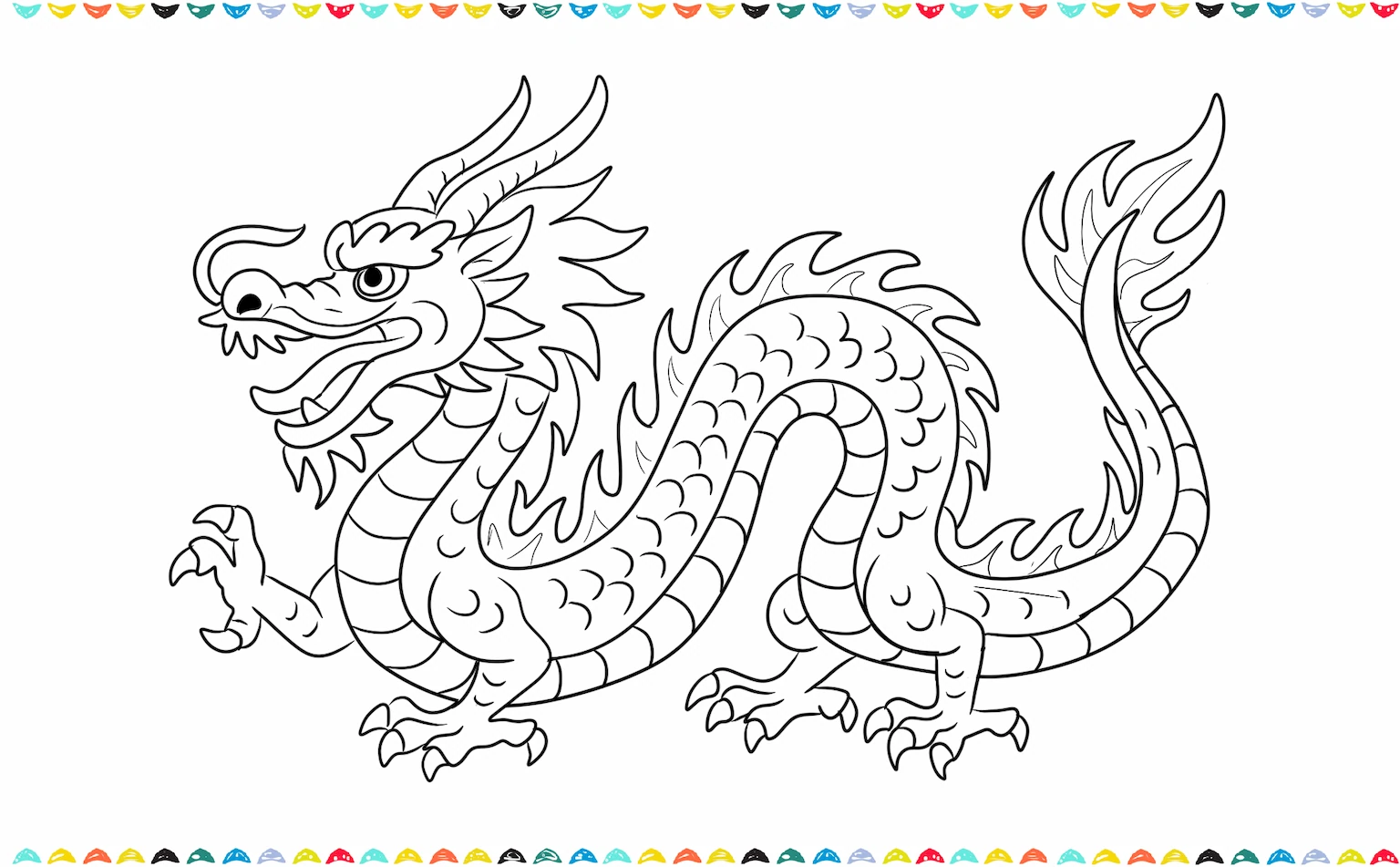 how to draw a chinese dragon - add flames step 11