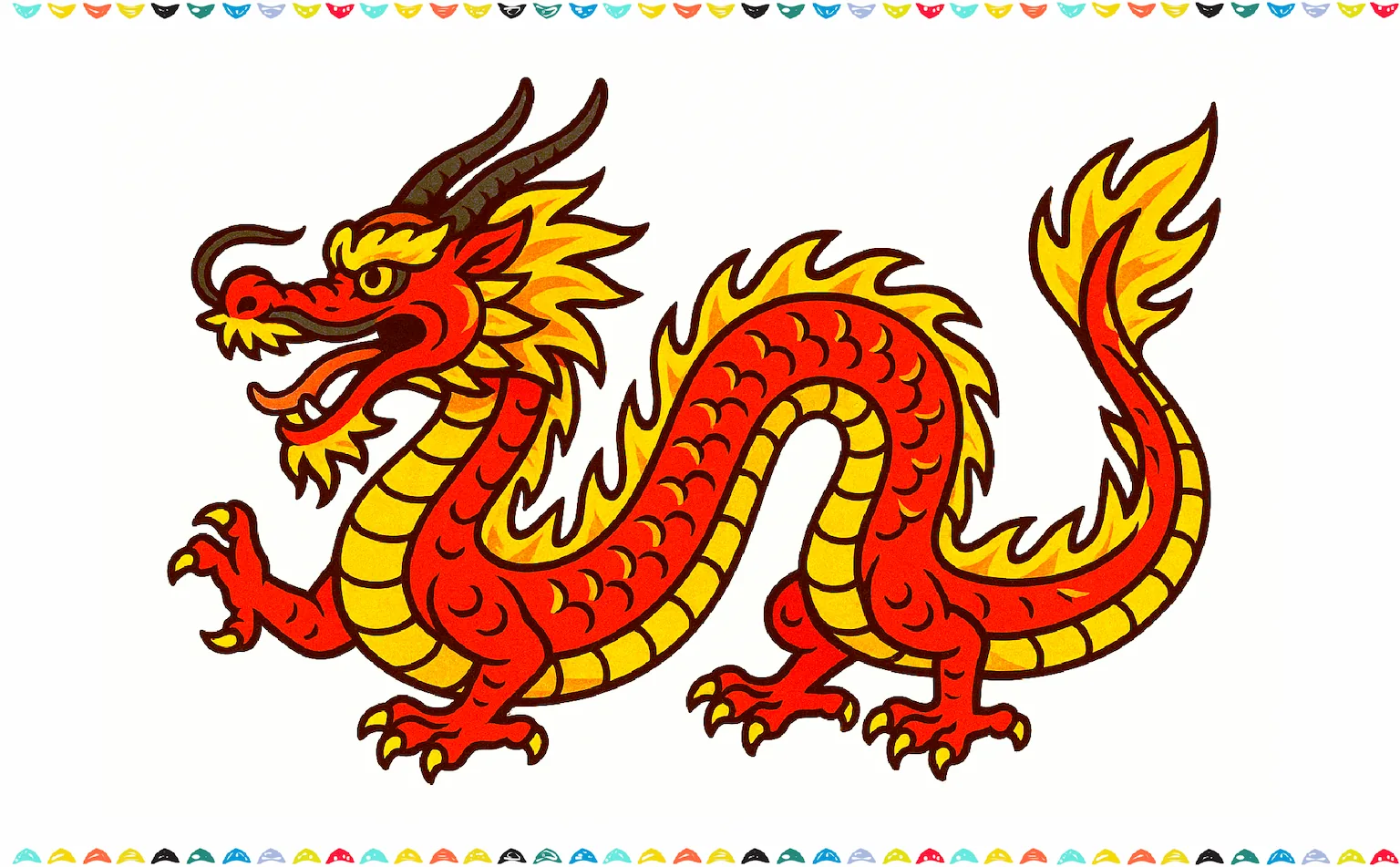 how to draw a chinese dragon - finished colored drawing step 12