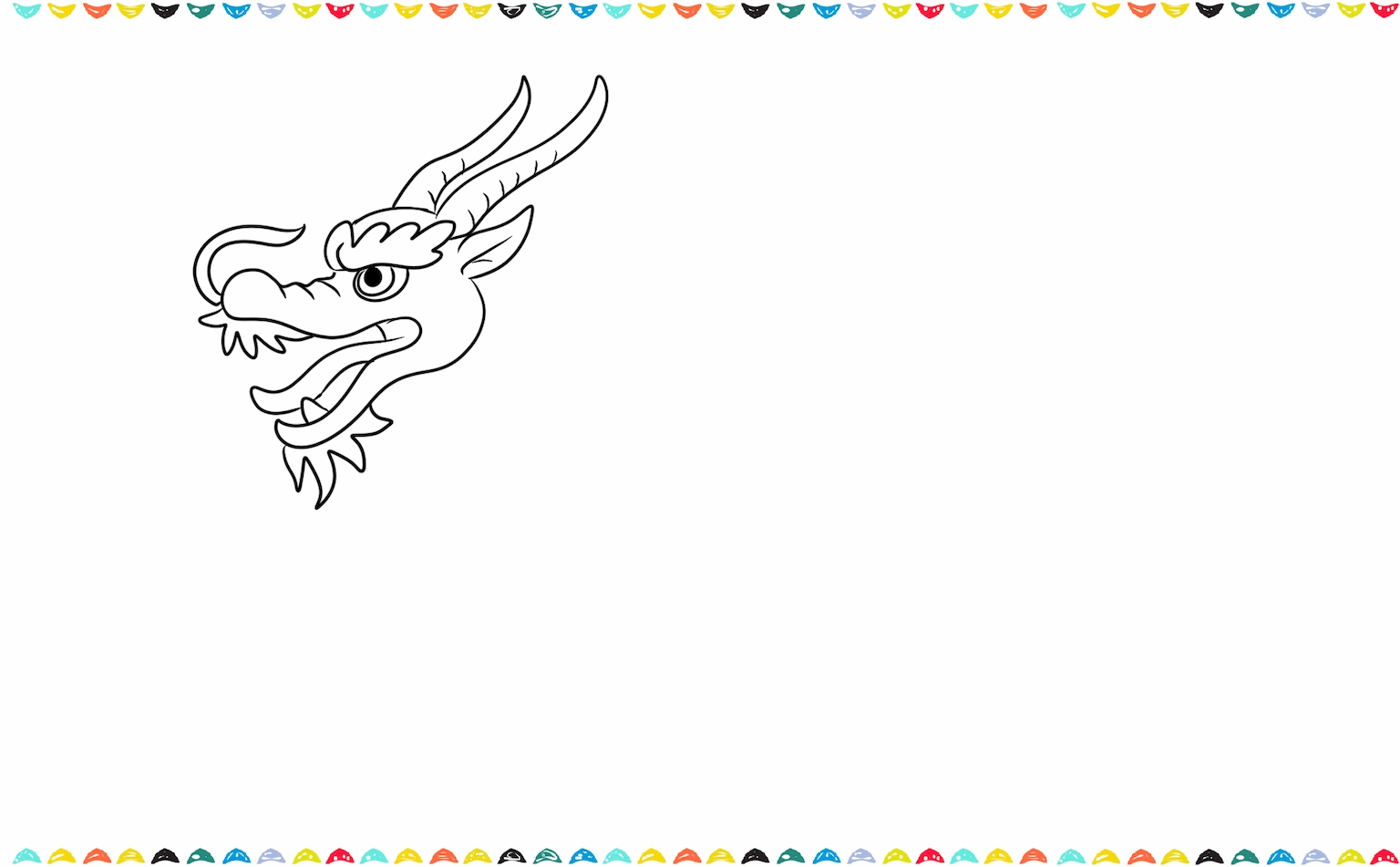 sketch the horns to the top of the chinese dragon's head step 5