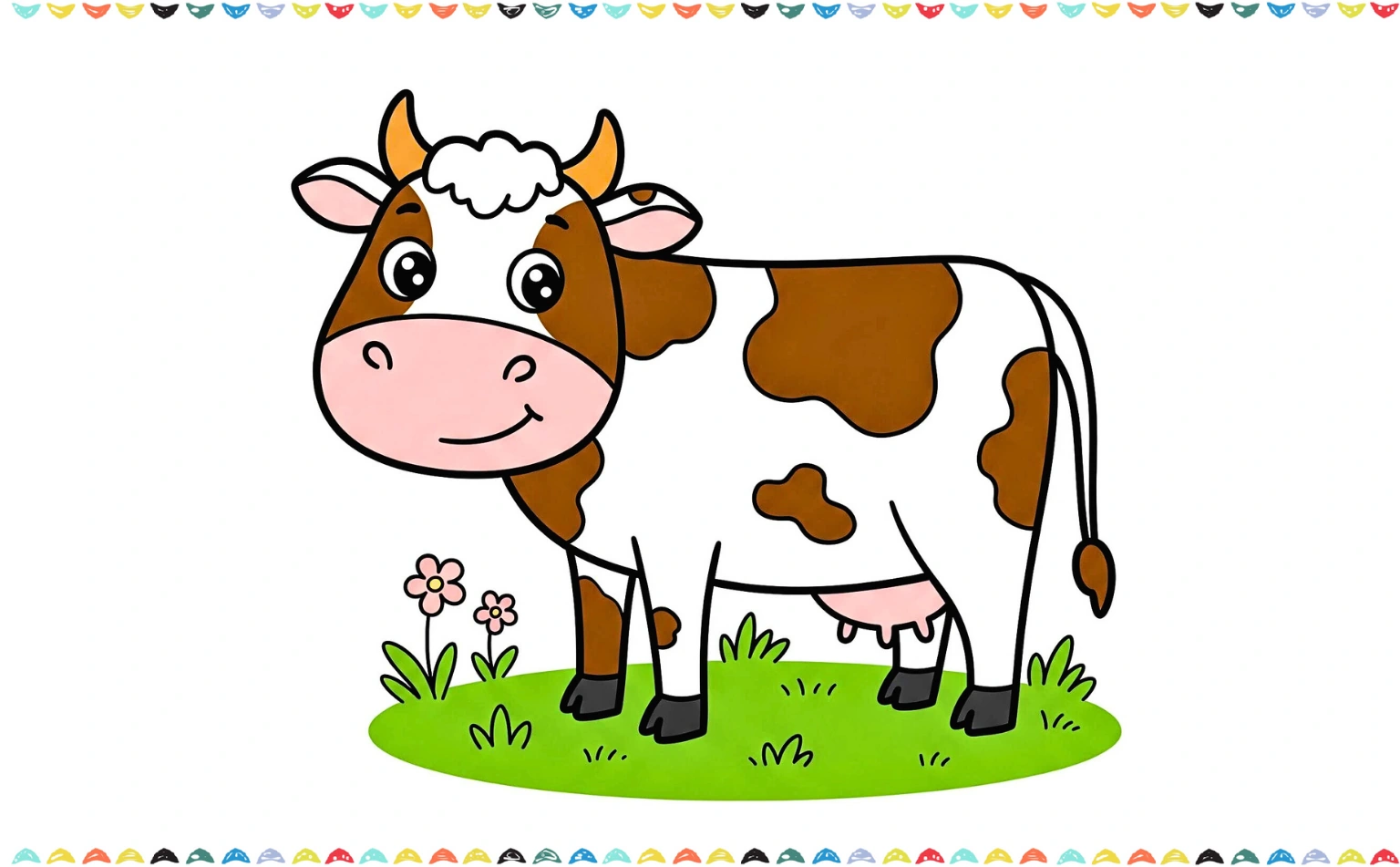 how to draw a cow step by step - finished colored drawing step 10 