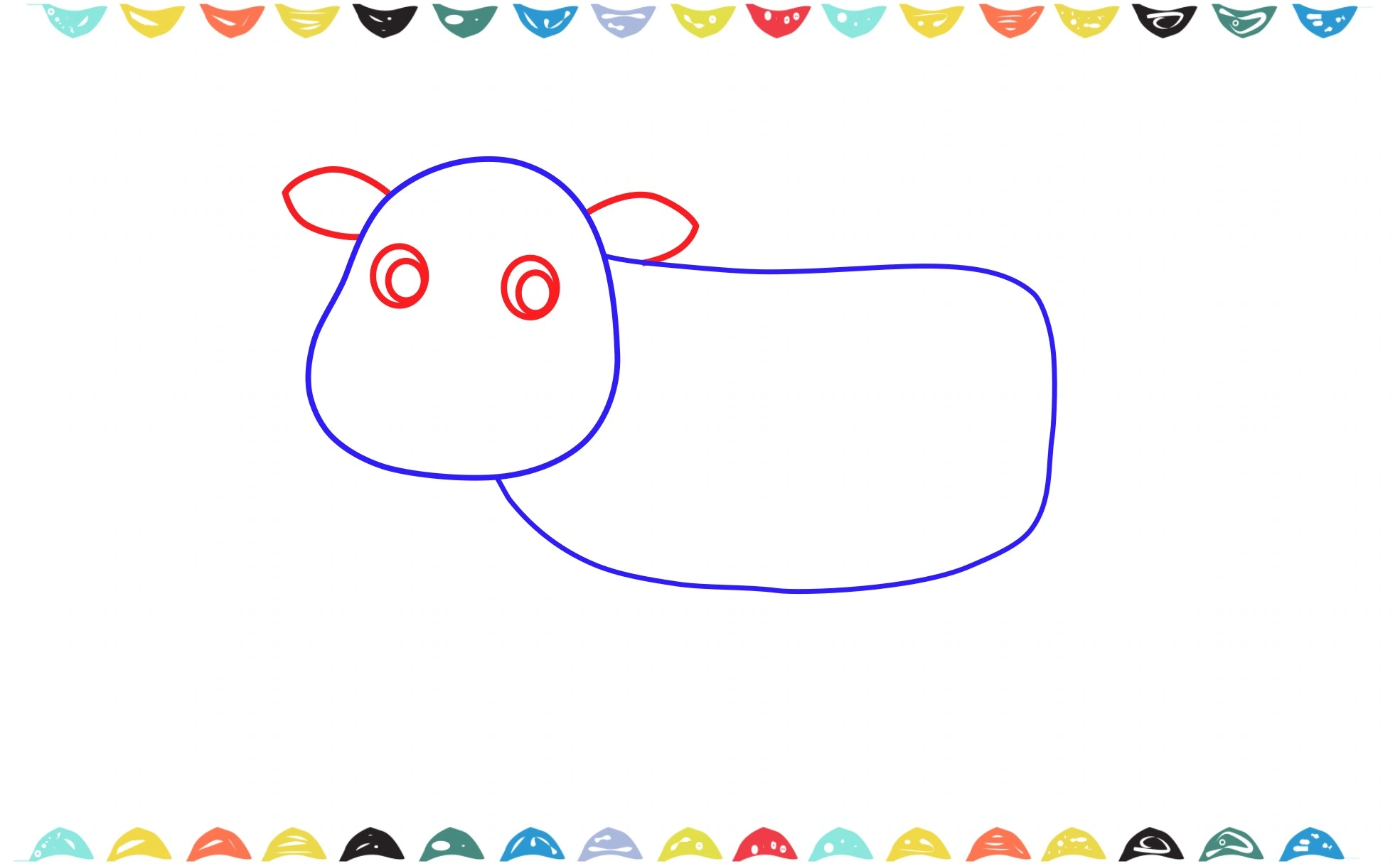 how to draw a cow add the eyes, ears, and nose for the cow drawing step 3