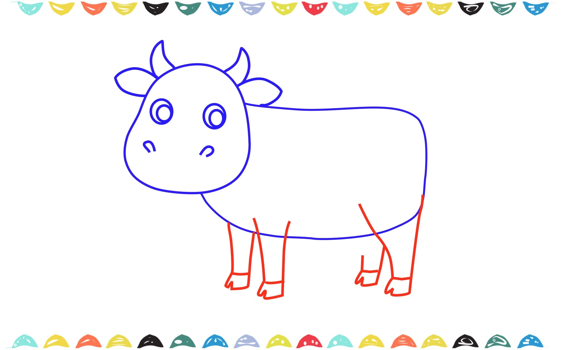 Add four legs for the easy cow drawing step 5