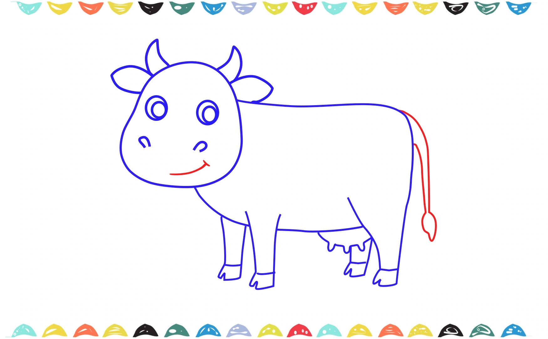 add a tail and a smiling mouth to the cow sketch step 7