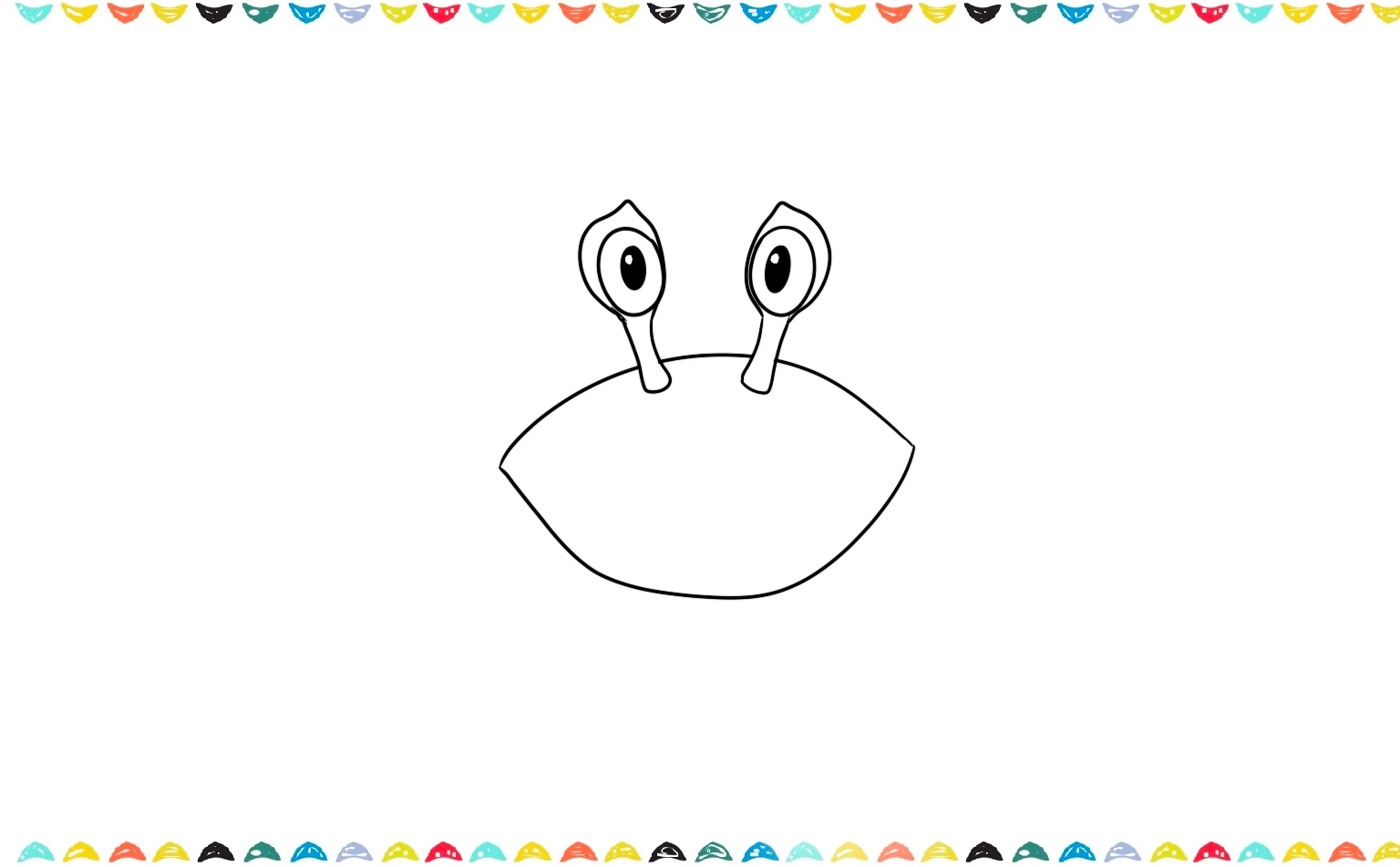 The next step for drawing a crab from the side: sketch the eyes of the crab step 4