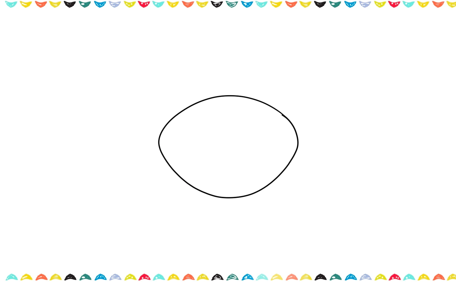 Top-view crab drawing: sketching the main oval for the body step 1