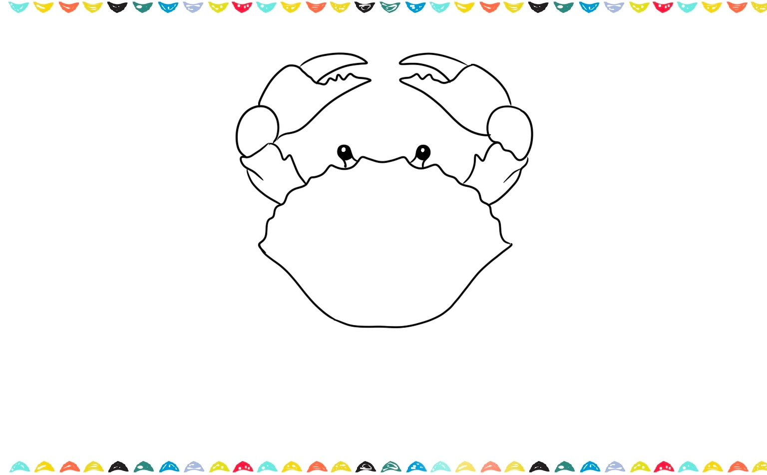 Refining the outline of the crab's big claws for the top view drawing lesson step 6