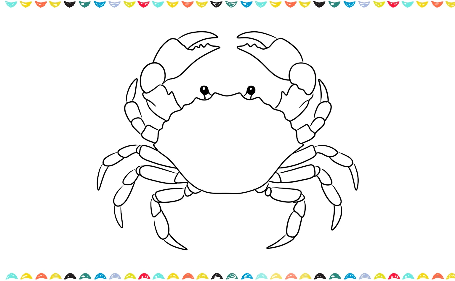 How to draw a crab from the top: add legs on both sides step 8