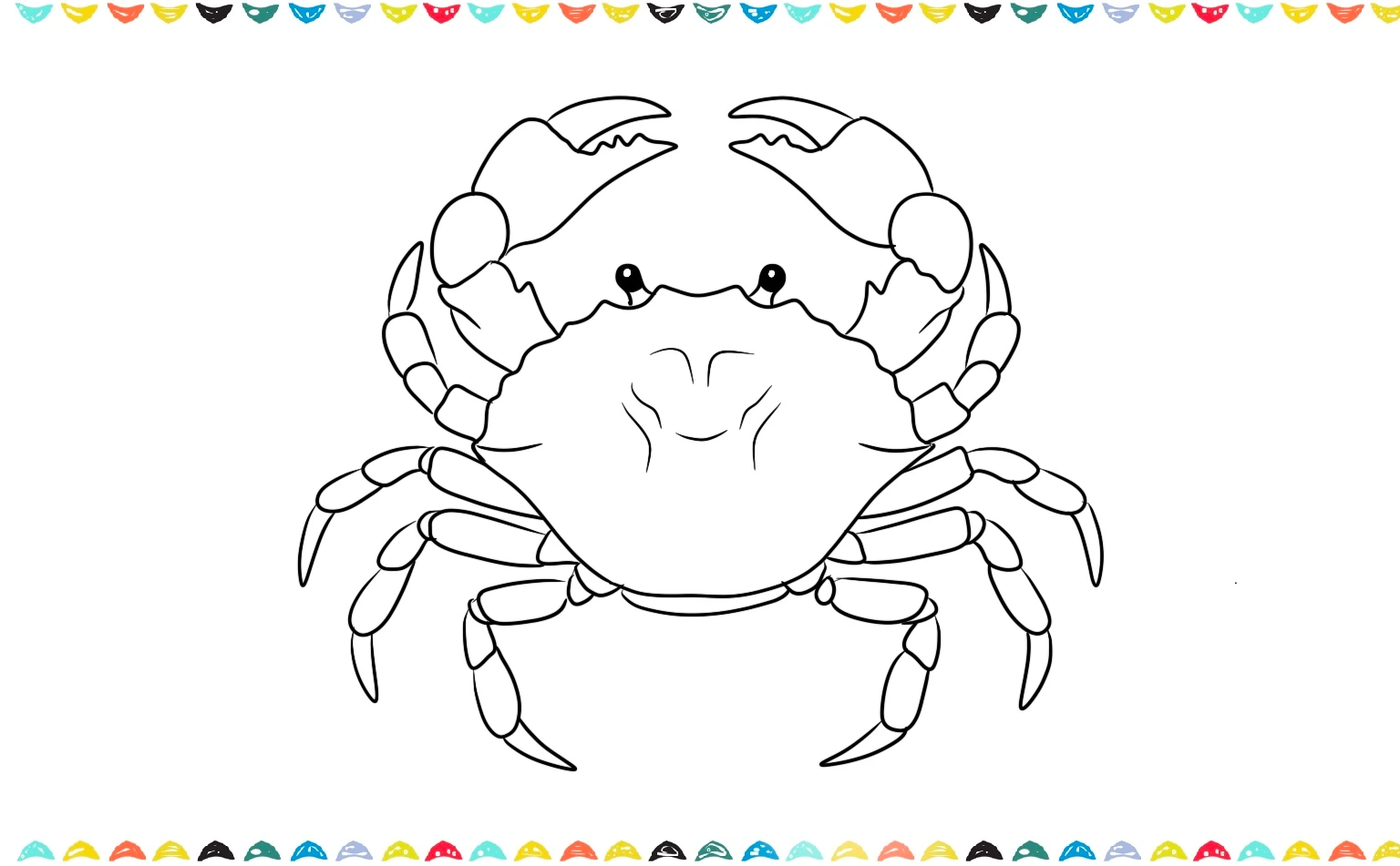 Add a few small curved lines on the belly for the top view crab drawing lesson step 9