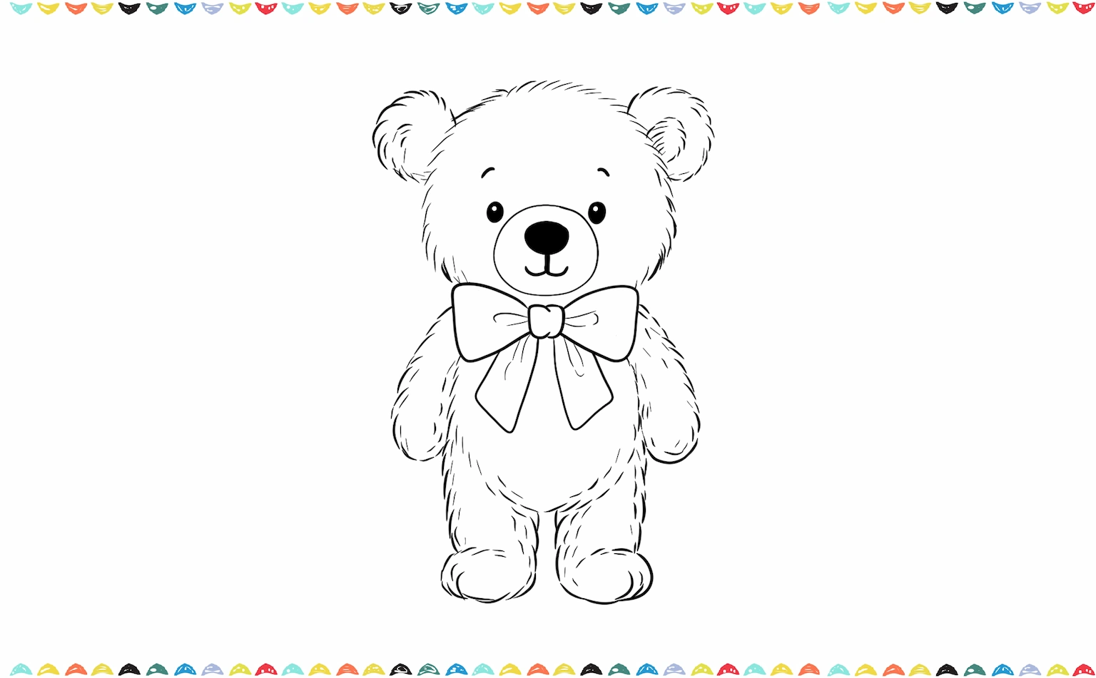 sketch a tie to the neck of the teddy bear step 9
