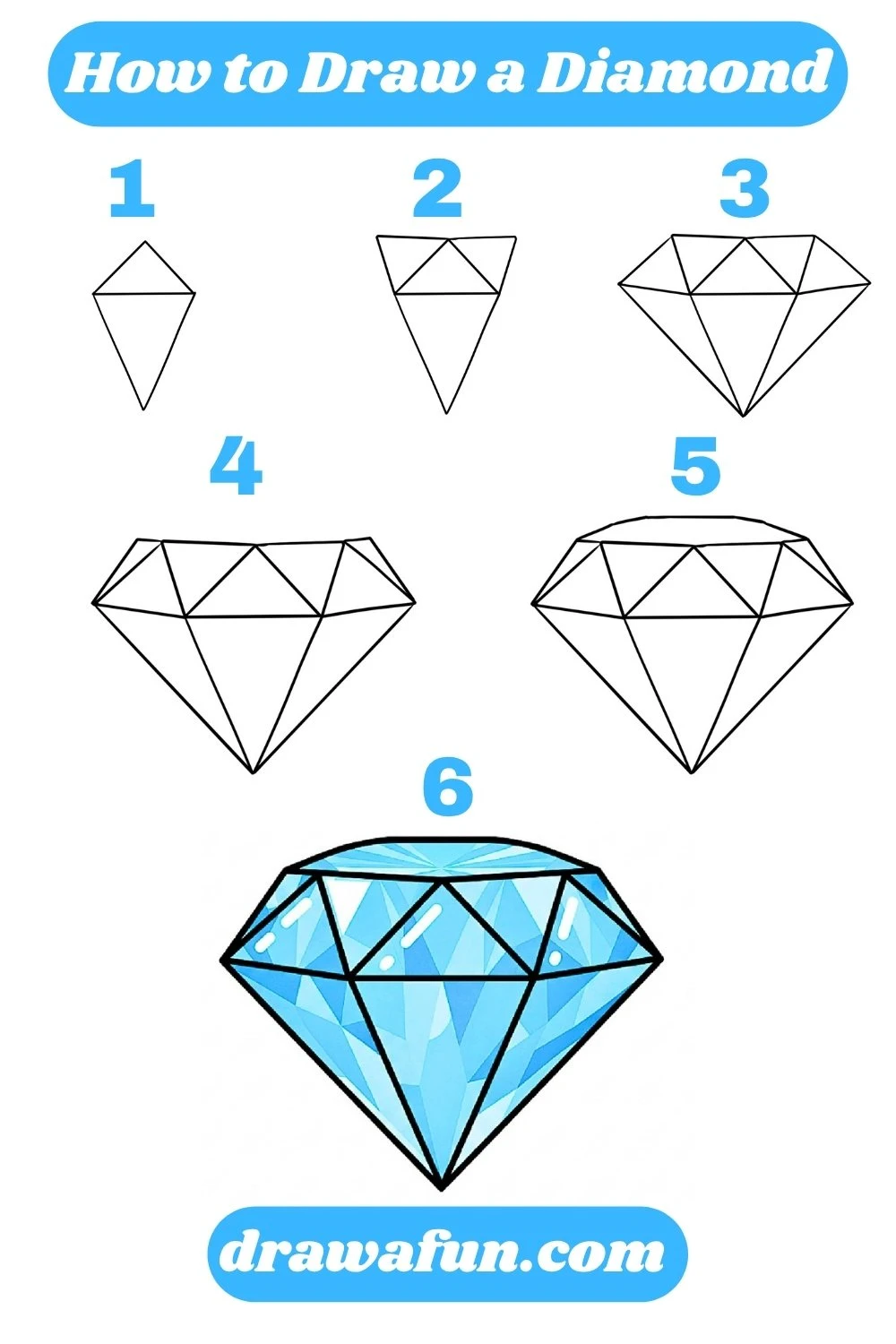 how to draw a diamond step by step instructions