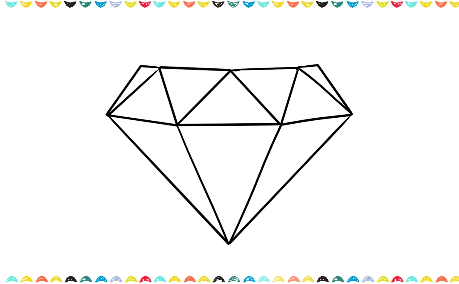sketch top lines of the diamond drawing step 5