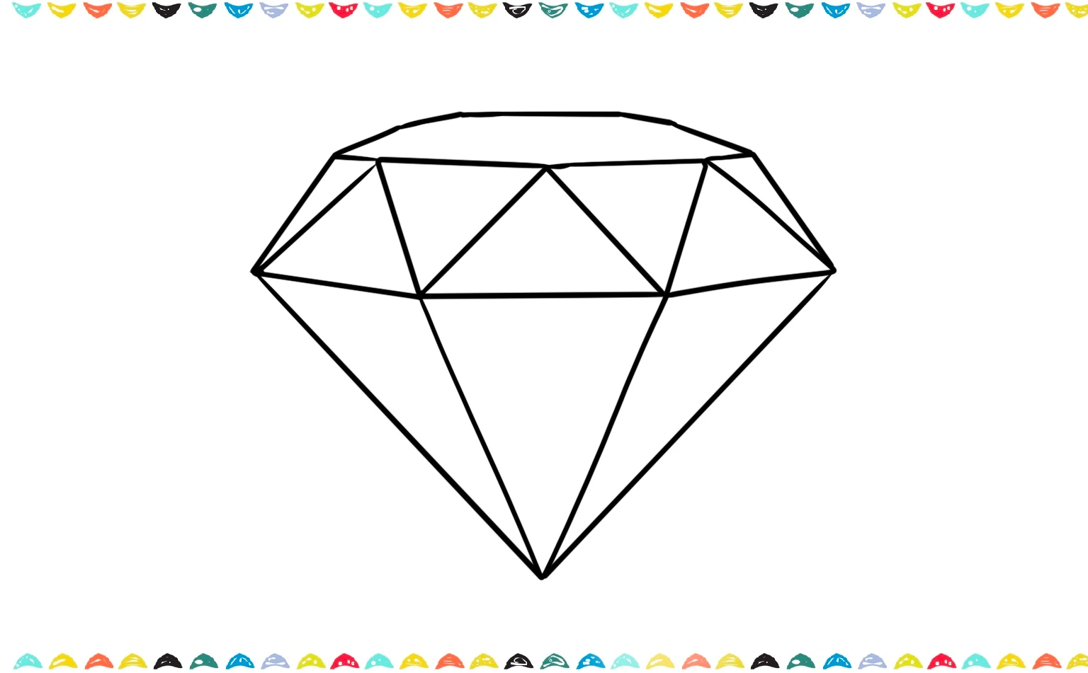 draw a curved line on top of the diamond step 6