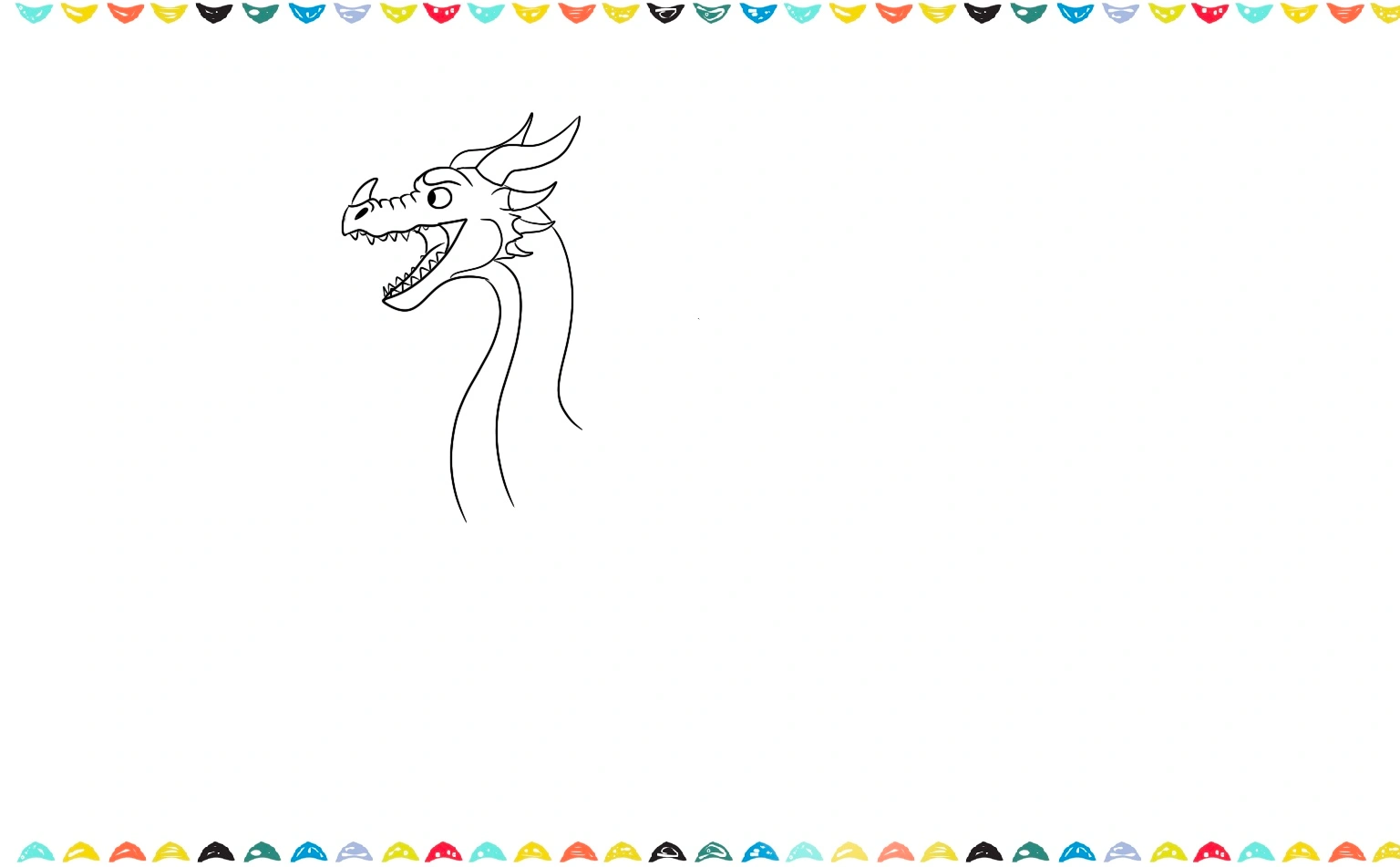 sketch the neck and body for the fire breathing dragon step 4 