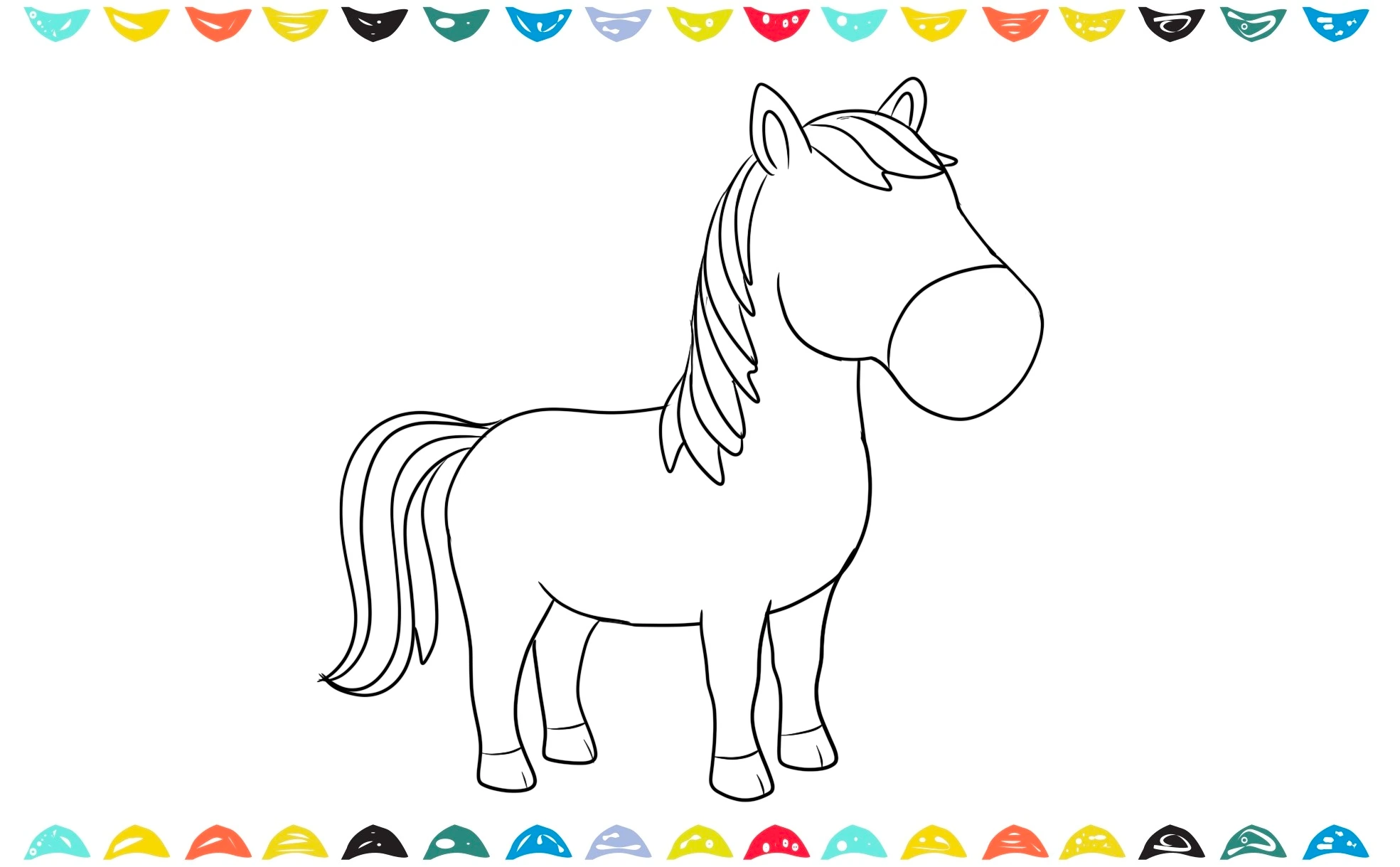 Draw a long, wavy tail coming down from the back of horse's body step 7