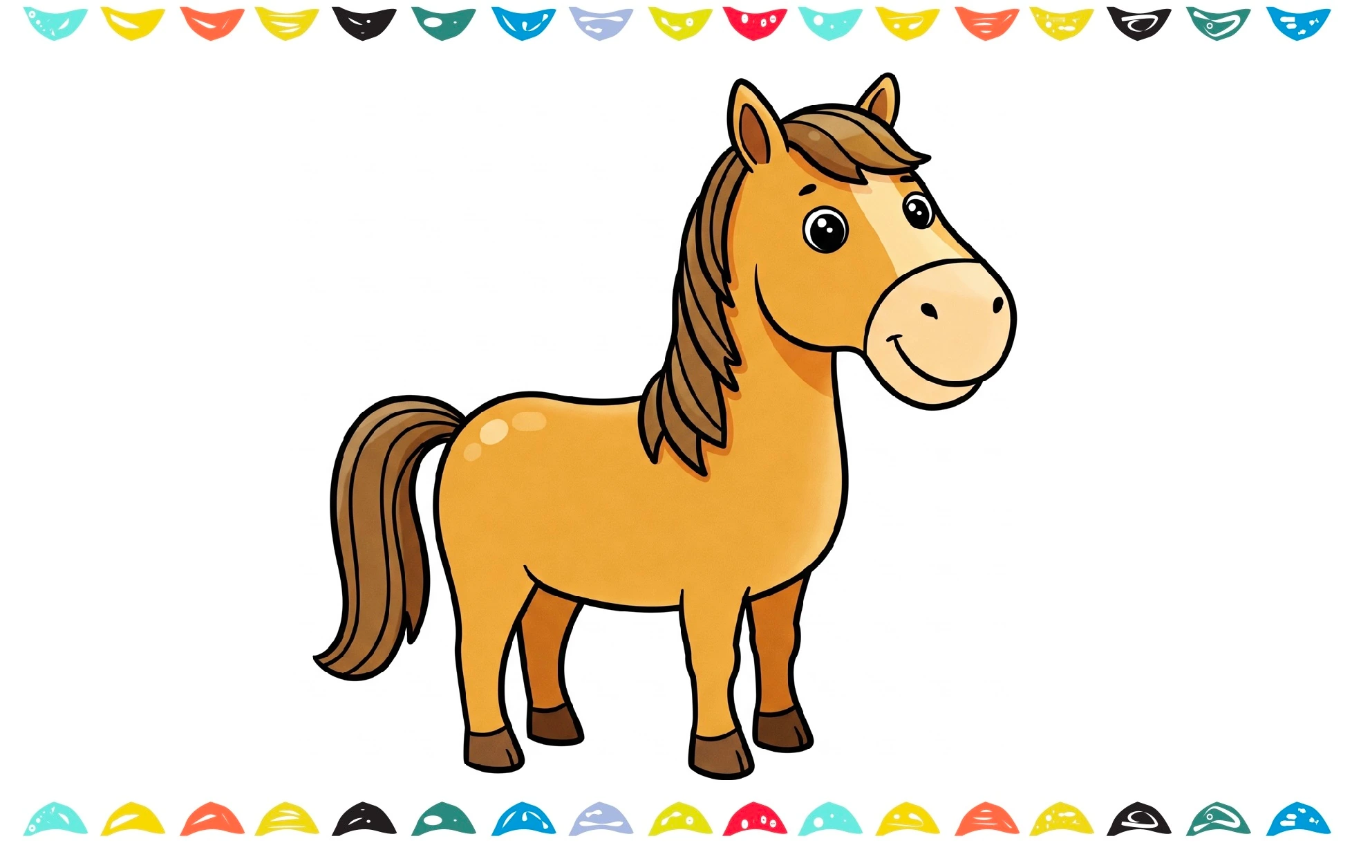 how to draw a horse - finalize colored drawing of the horse step 9