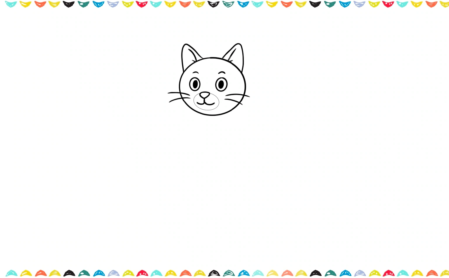 draw the whiskers for the each side of the house cat's face step 5