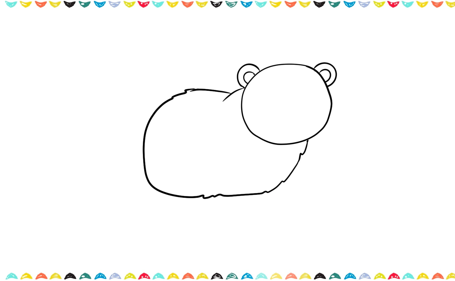 draw a big, round body below the head for the polar sketch step 3 