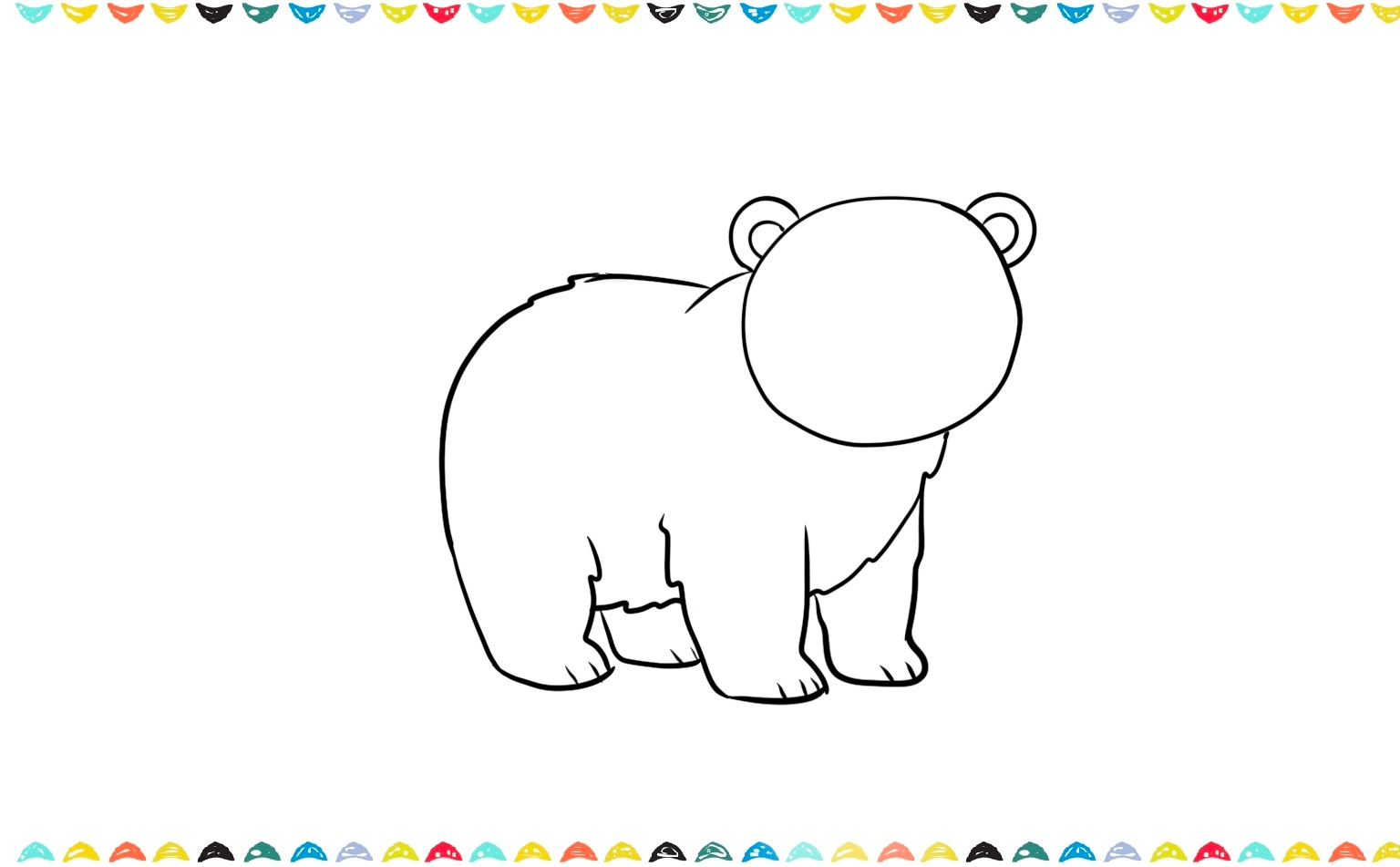 how to draw a polar bear draw four long, curvy U shapes for polar bear's legs and paws step 4 