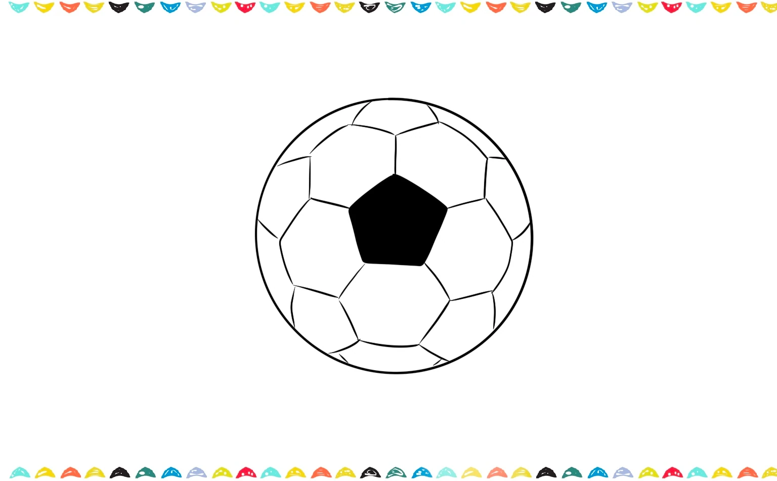 color the first pentagon in the center of the soccer ball Step 6
