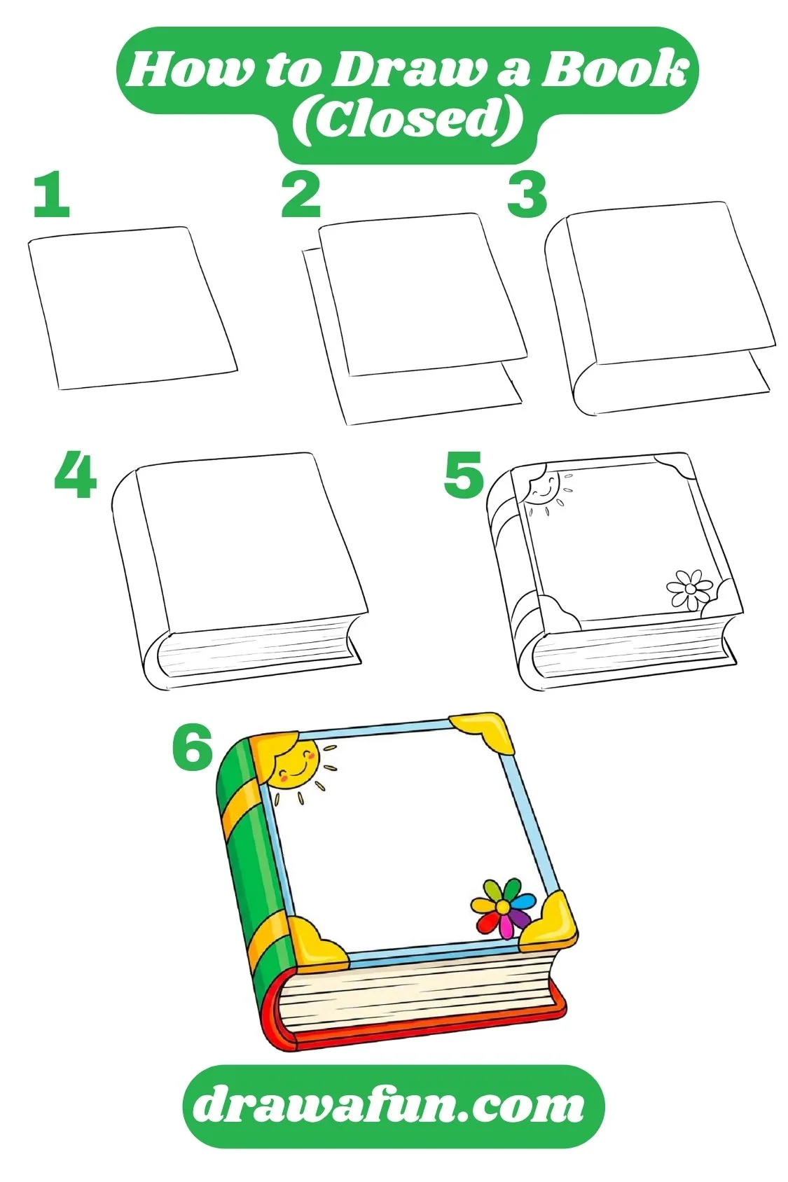 how to draw a book closed step by step instructions