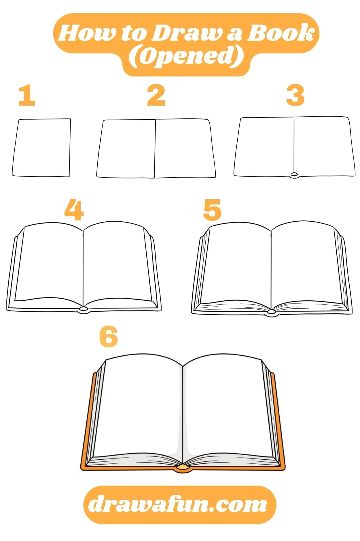 how to draw a book opened step by step instructions 