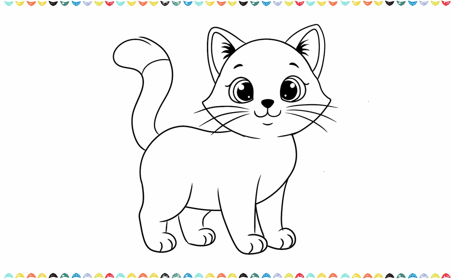add a long curved tail for the cartoon cat step 10