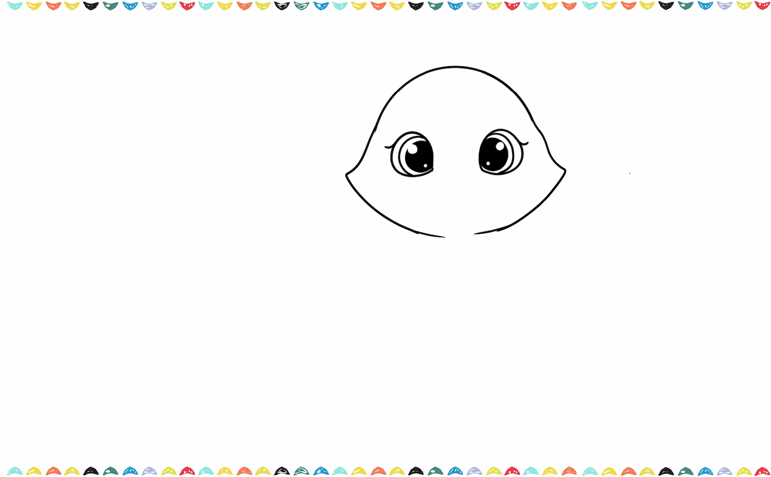 sketch big eyes in cartoon cat's face step 3