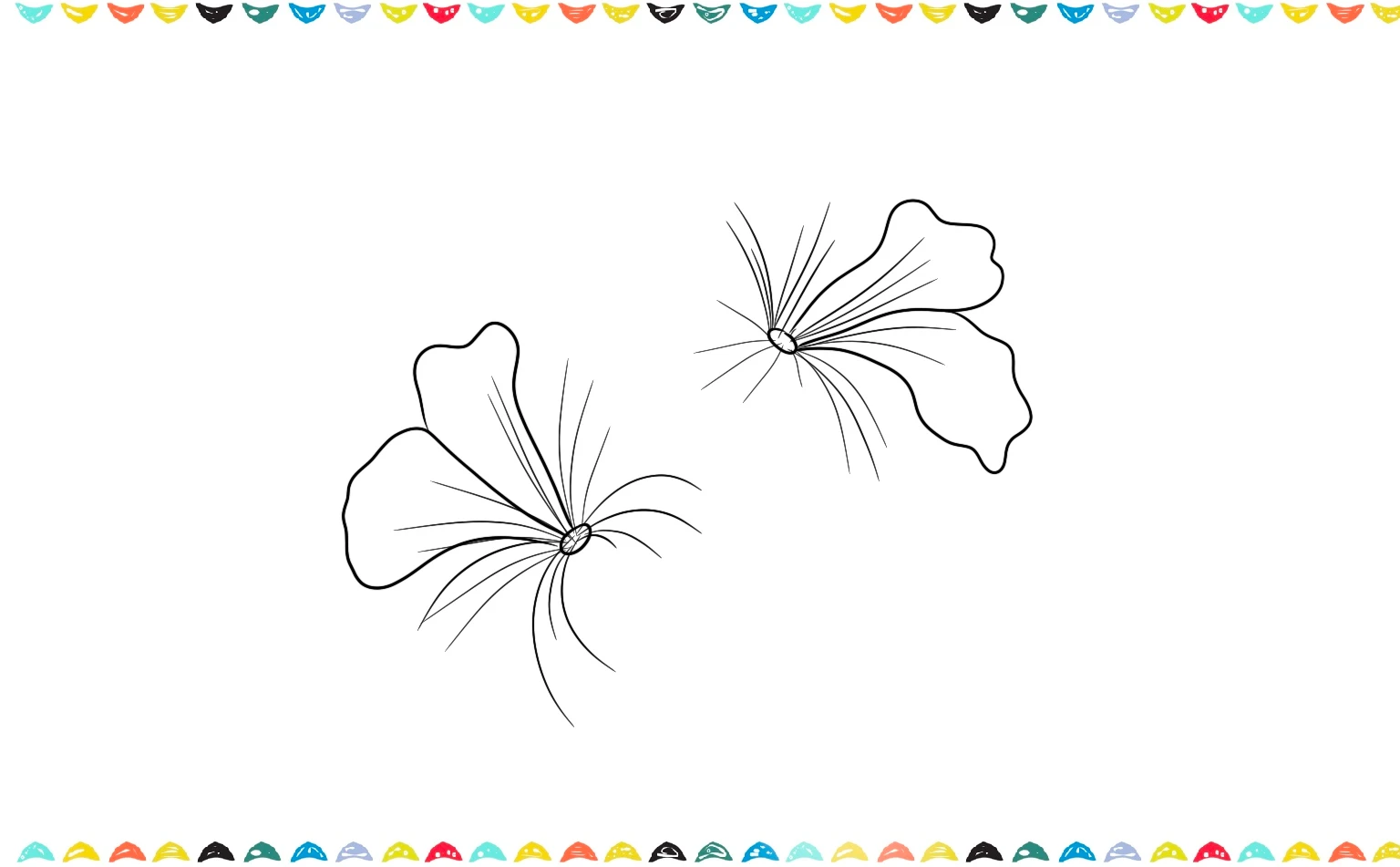 Easy hibiscus drawing - sketching the first petals step 3