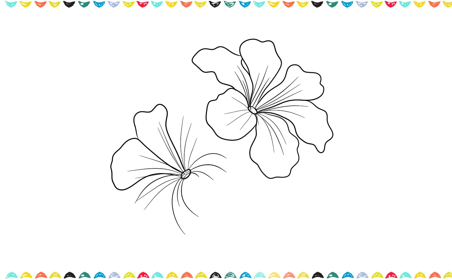 Add more petals to the cute double hibiscus sketch with large petals step 4