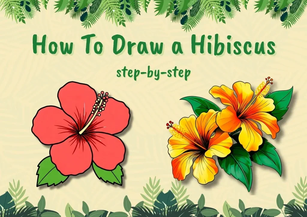 how to draw a hibiscus easy step by step