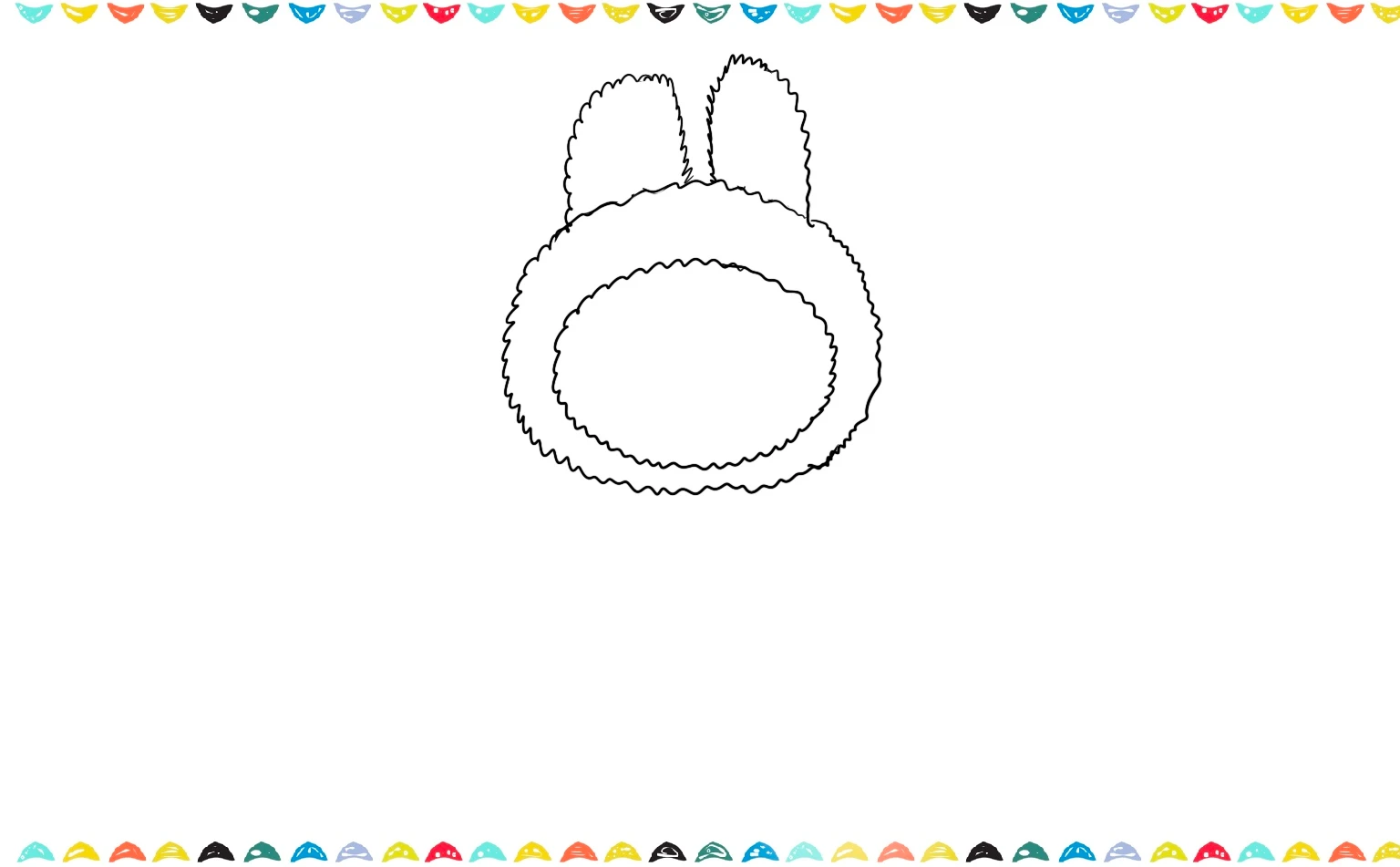 Adding the distinct floppy ears to our Labubu drawing step 3