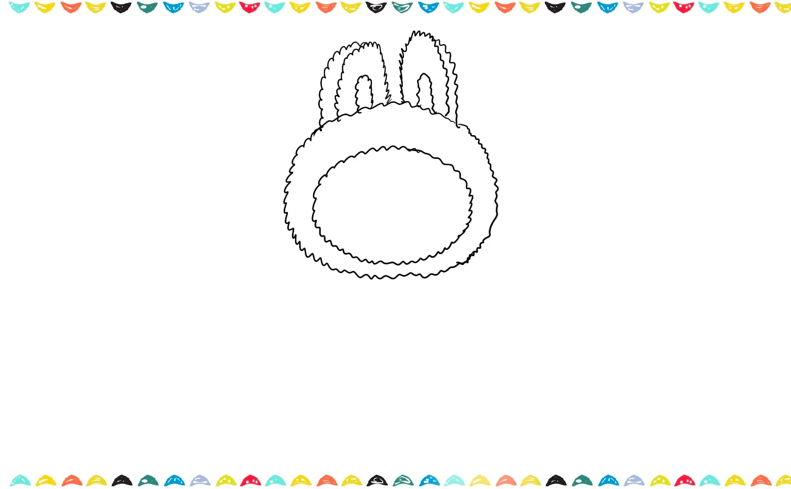 Draw smaller ovals for ear details of Labubu sketch step 4