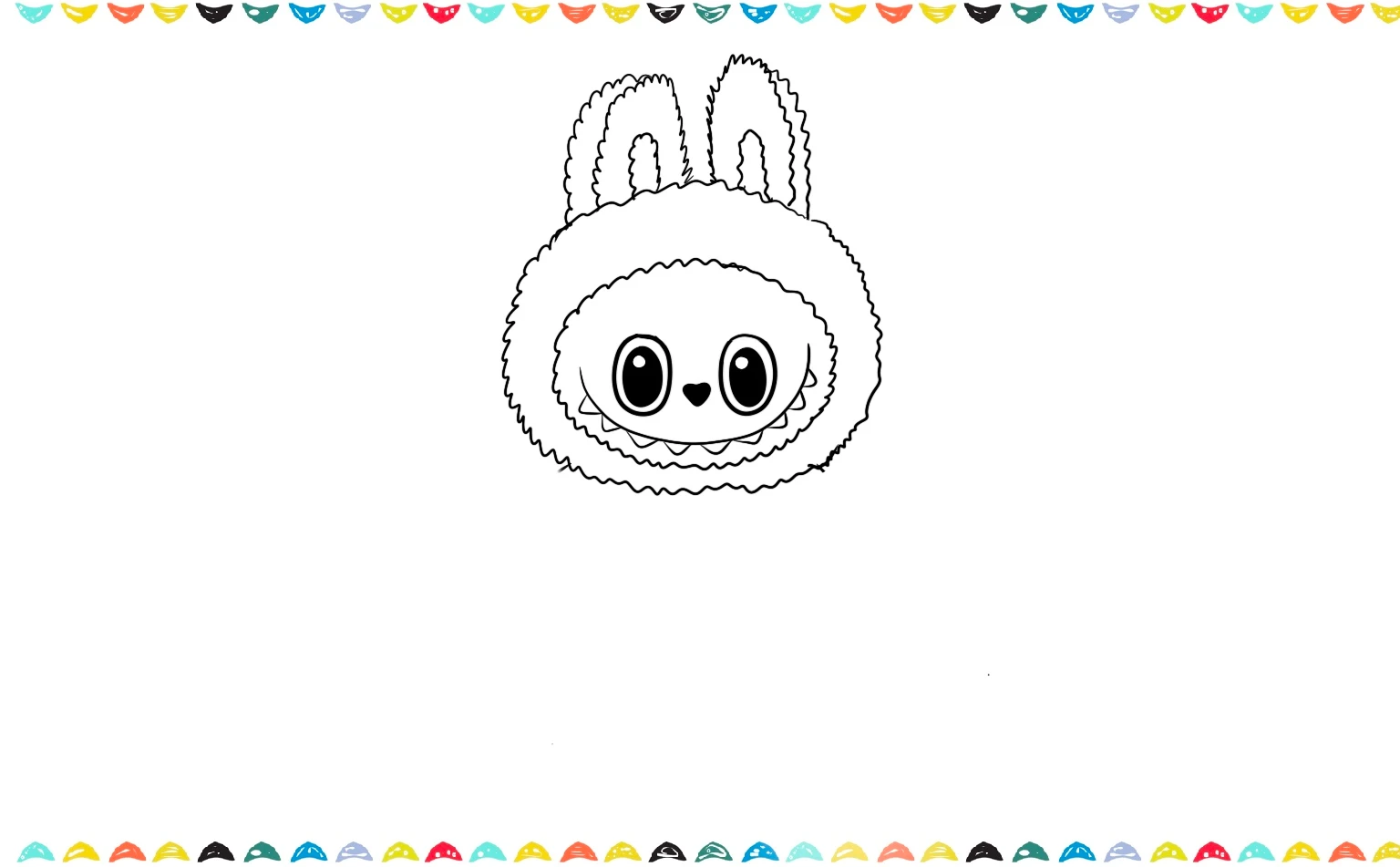 Add Labubu’s signature wide, cheeky smile with tiny sharp teeth step 7