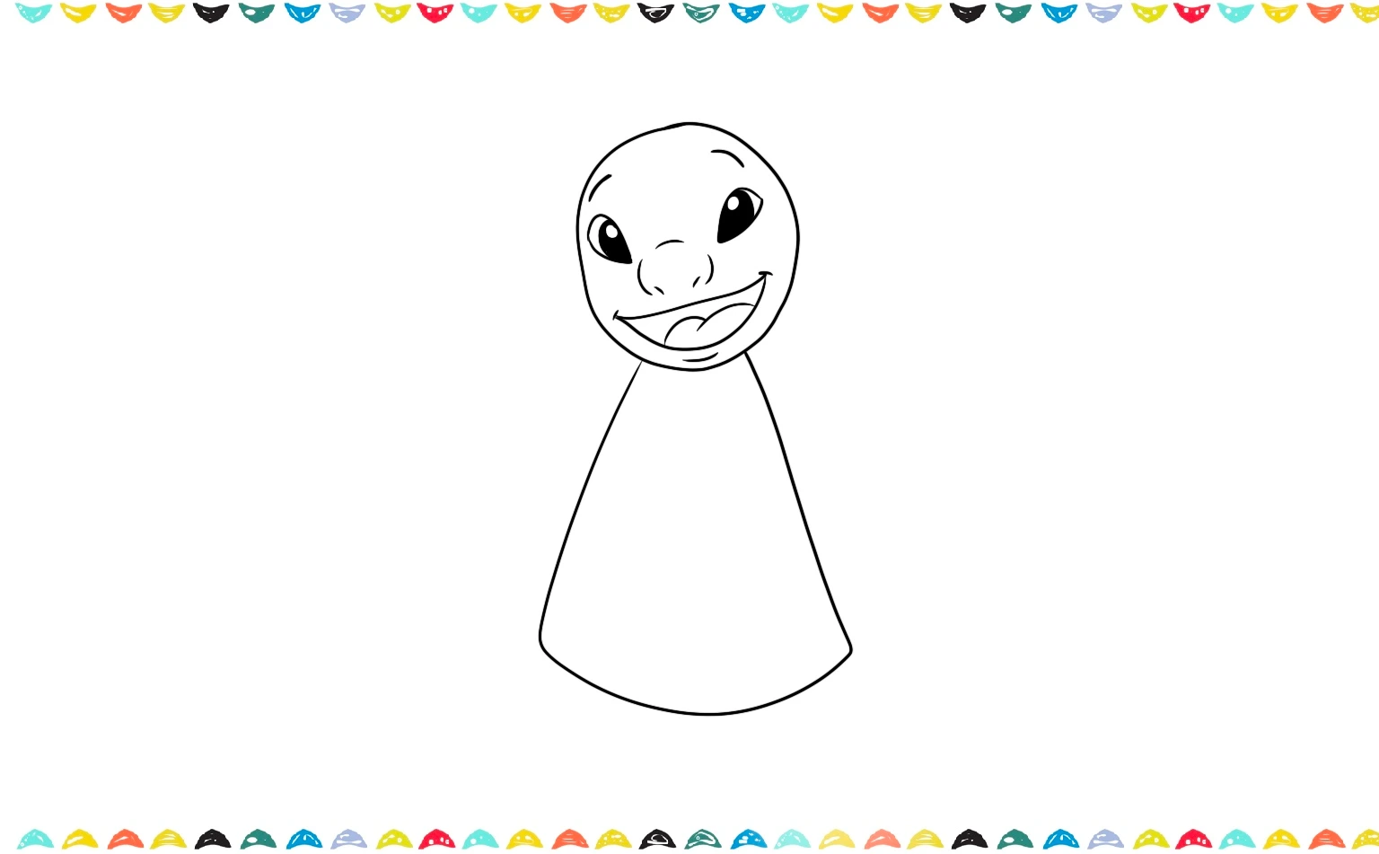 A graphic showing the step of how to draw Lilo's red dress, from basic shapes and outline step 6