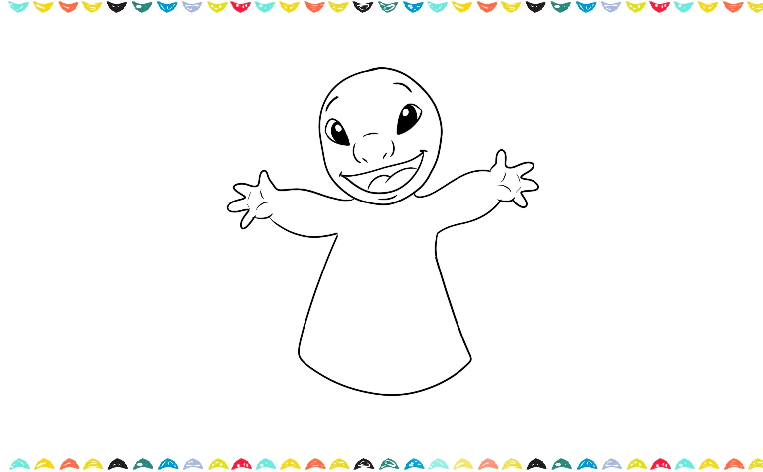 Detailed step for drawing Lilo's arms and hands step 7