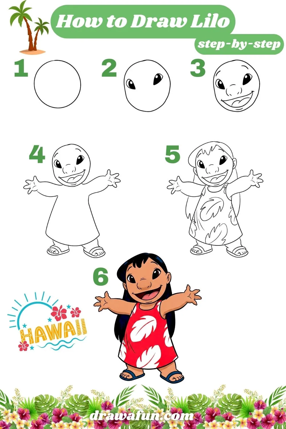 how to draw lilo step by step instructions