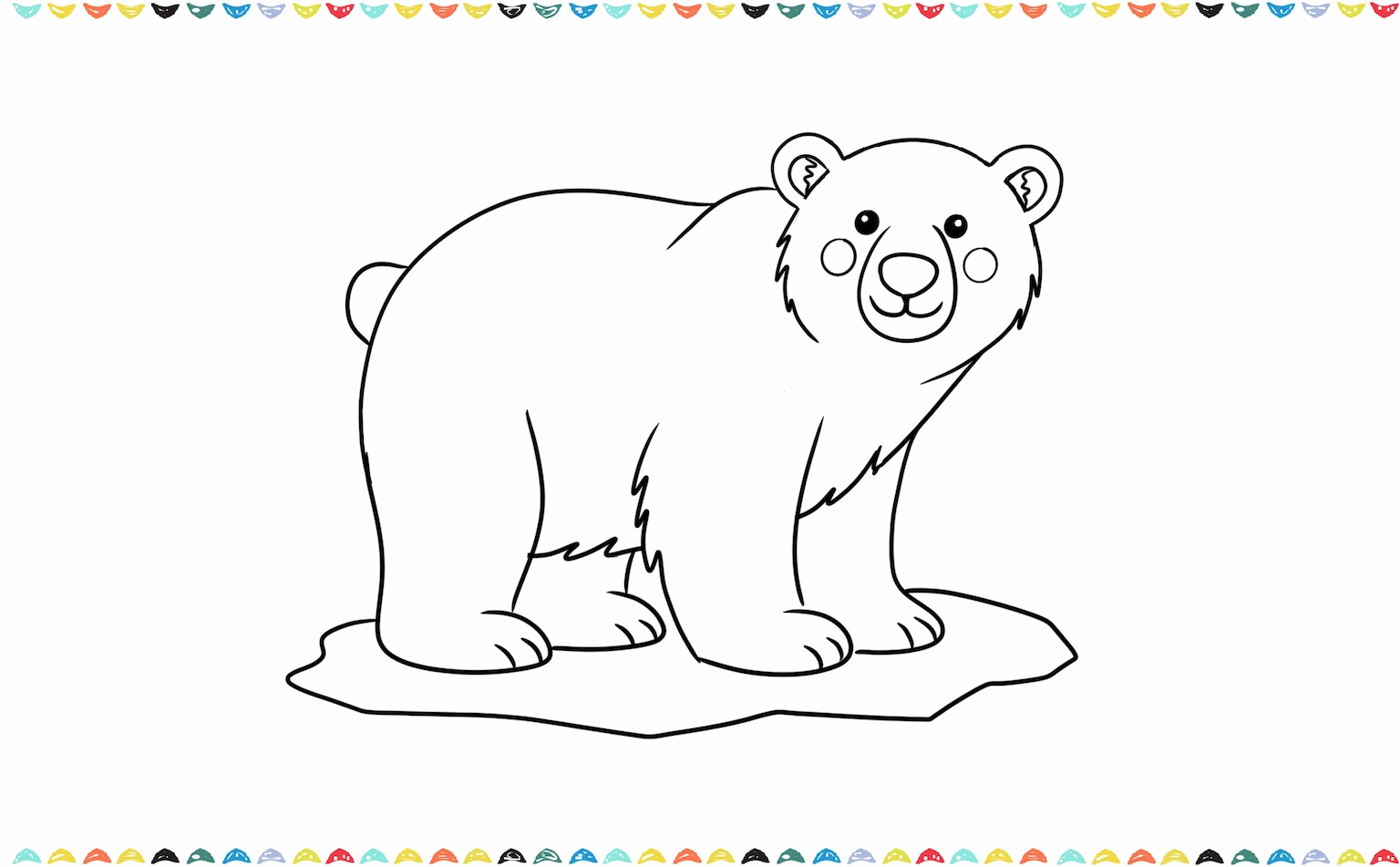 Draw the surface of the iceberg under the polar bear step 8