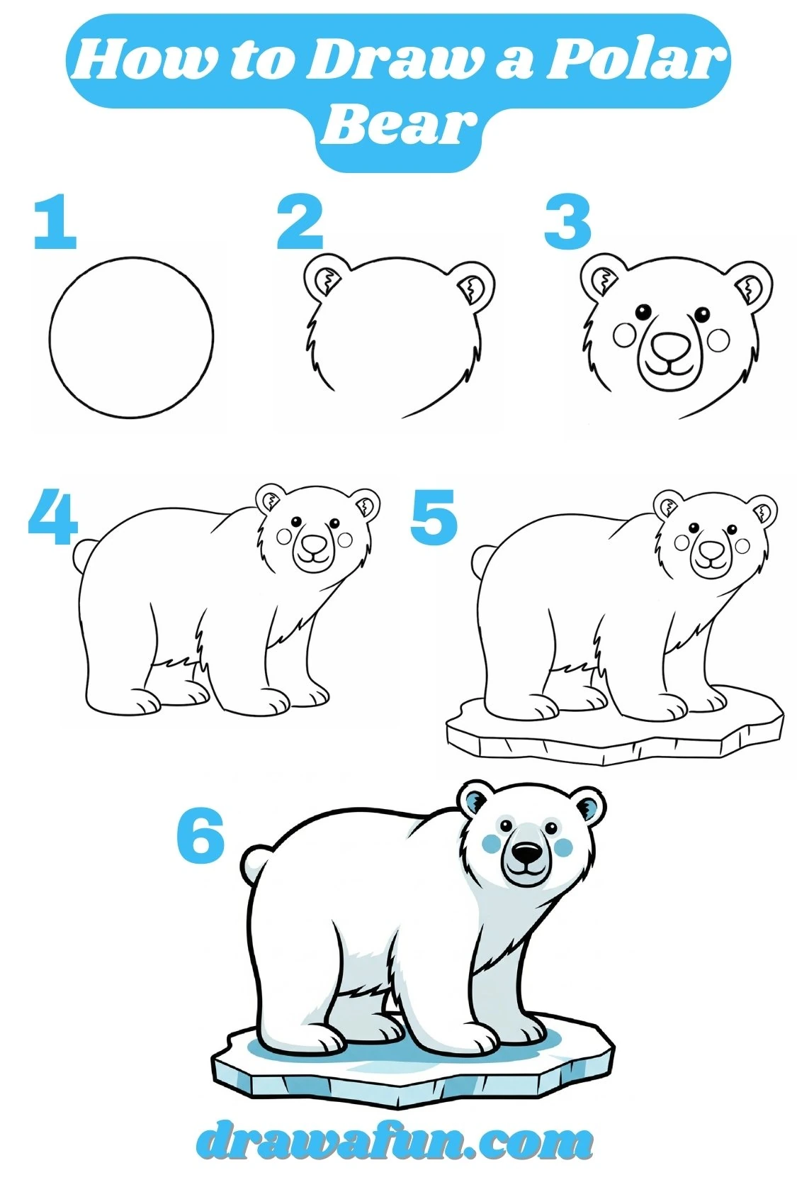 how to draw a polar bear on iceberg step by step instructions