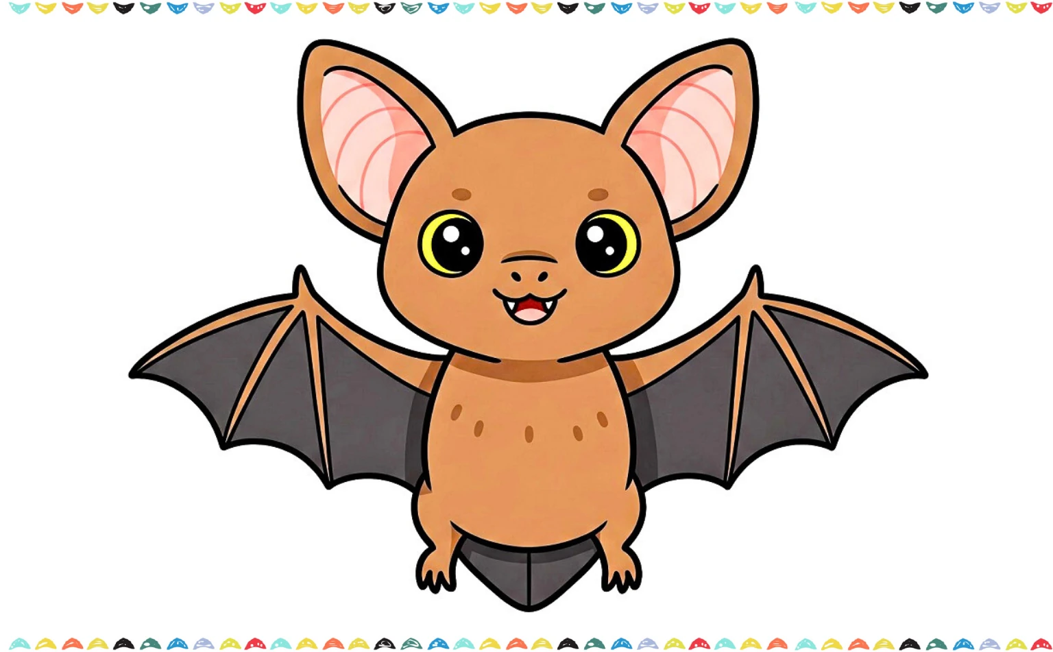 how to draw a bat step by step - sinished colored drawing of a bat Step 10