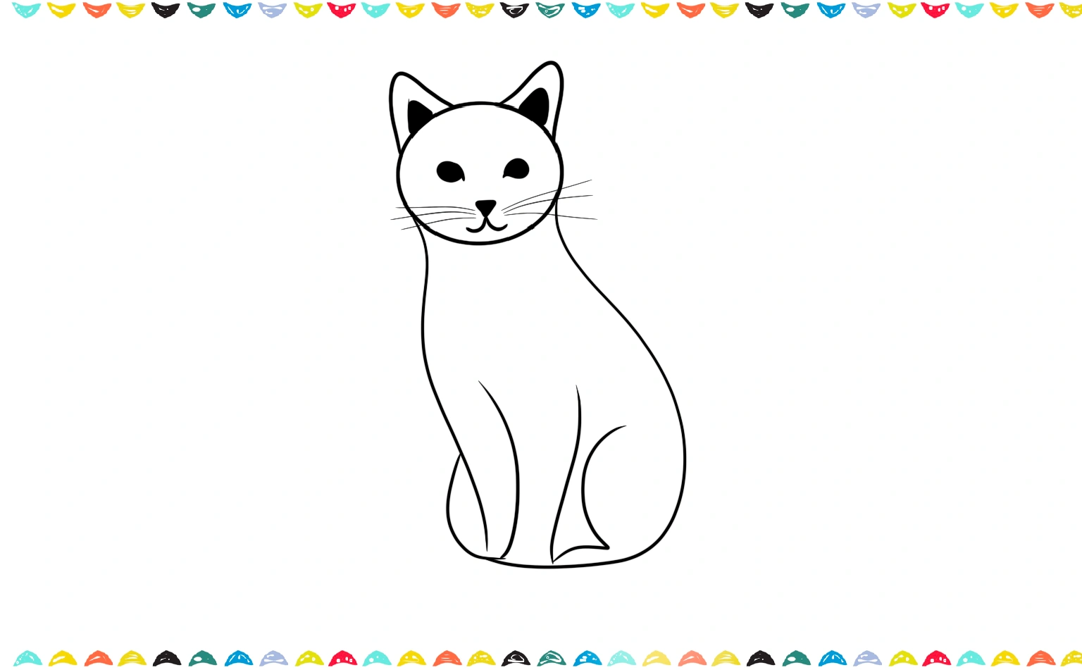 Sketch a minimalist line drawing of a cat's full body, showing its back, chest, legs, and paws created with a few continuous lines step 3