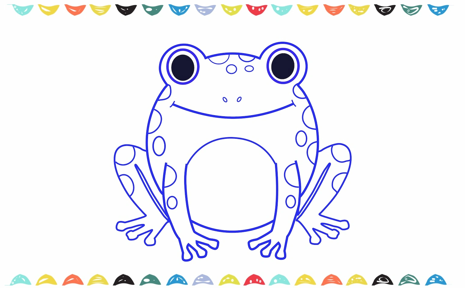 Outline the finished frog drawing, ready for coloring, step 11