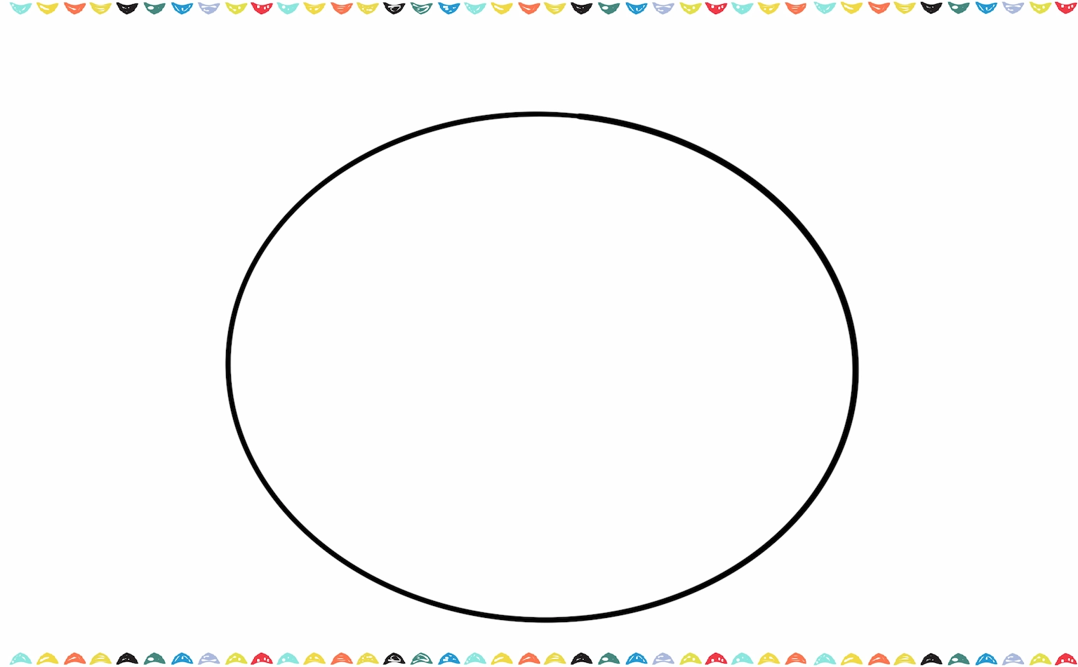 draw a large, slightly wobbly oval shape in the center of the paper, representing the pumpkin's body, step 1