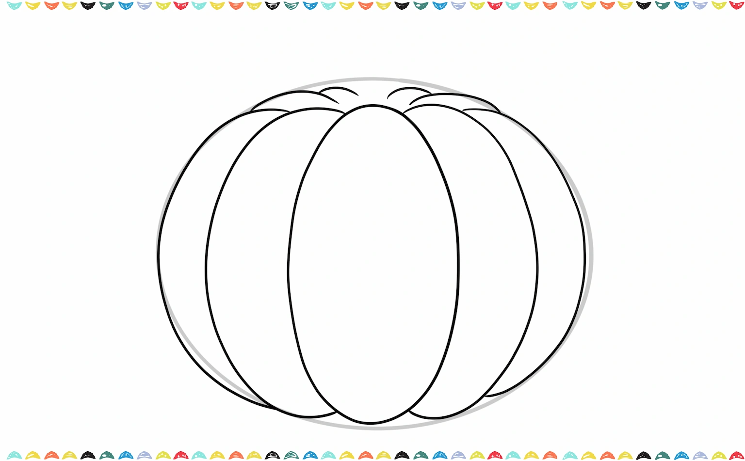 draw curved vertical lines to the top and sides of the pumpkin to create its rounded shape step 5