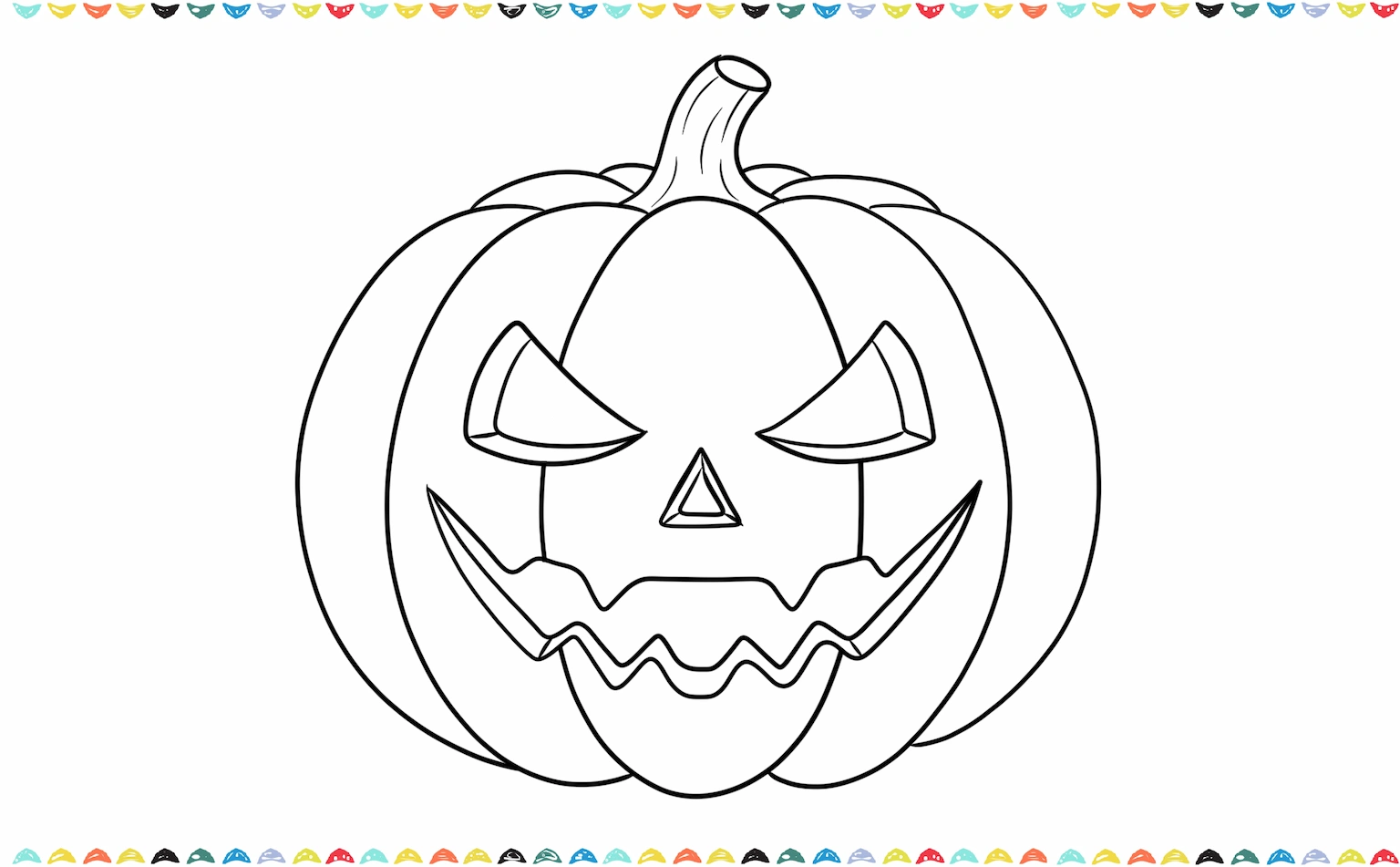 Add short lines inside the pumpkin's eyes, nose and mouth to create a 3D effect