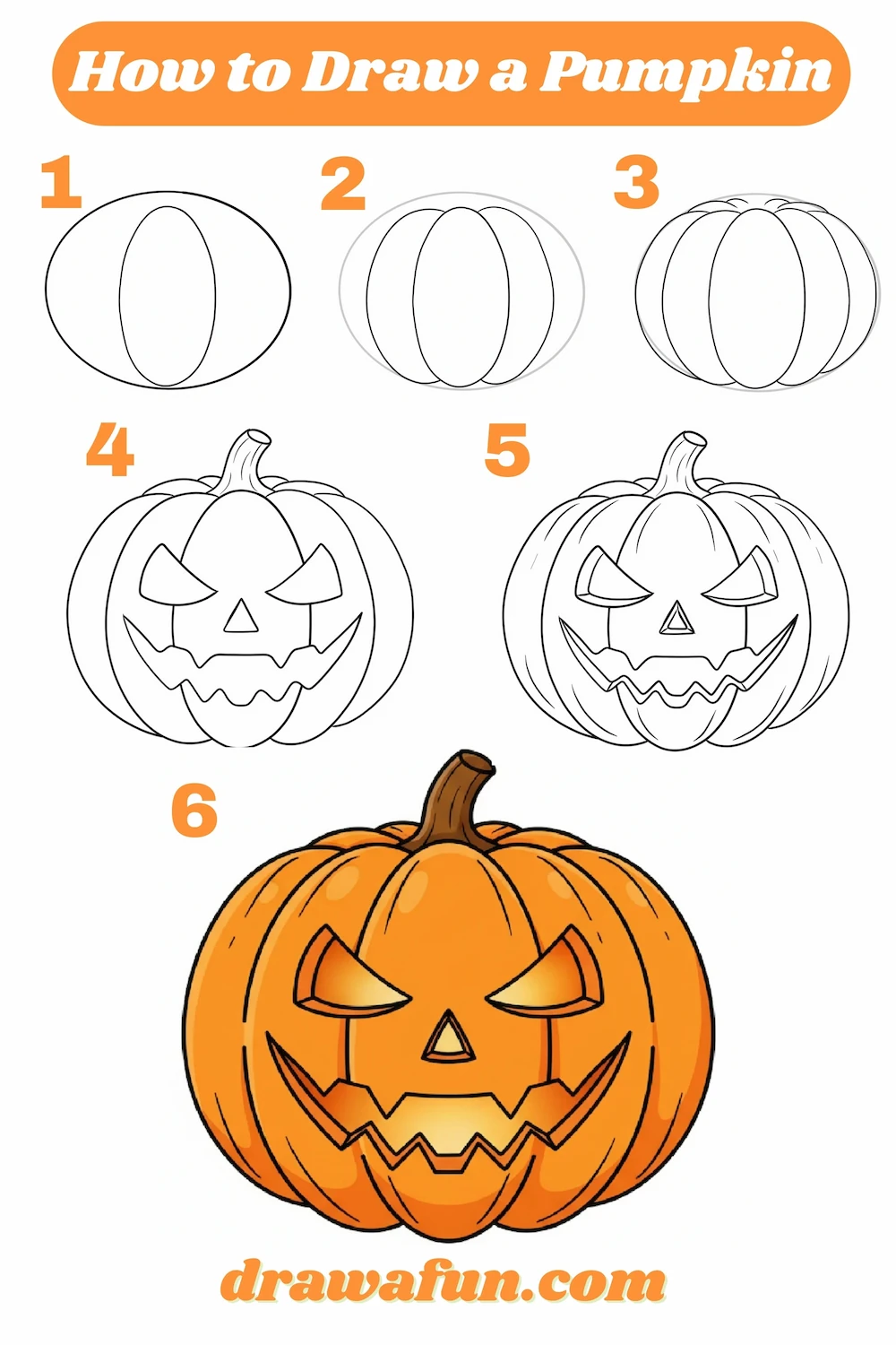 how to draw a pumpkin step by step drawing instructions