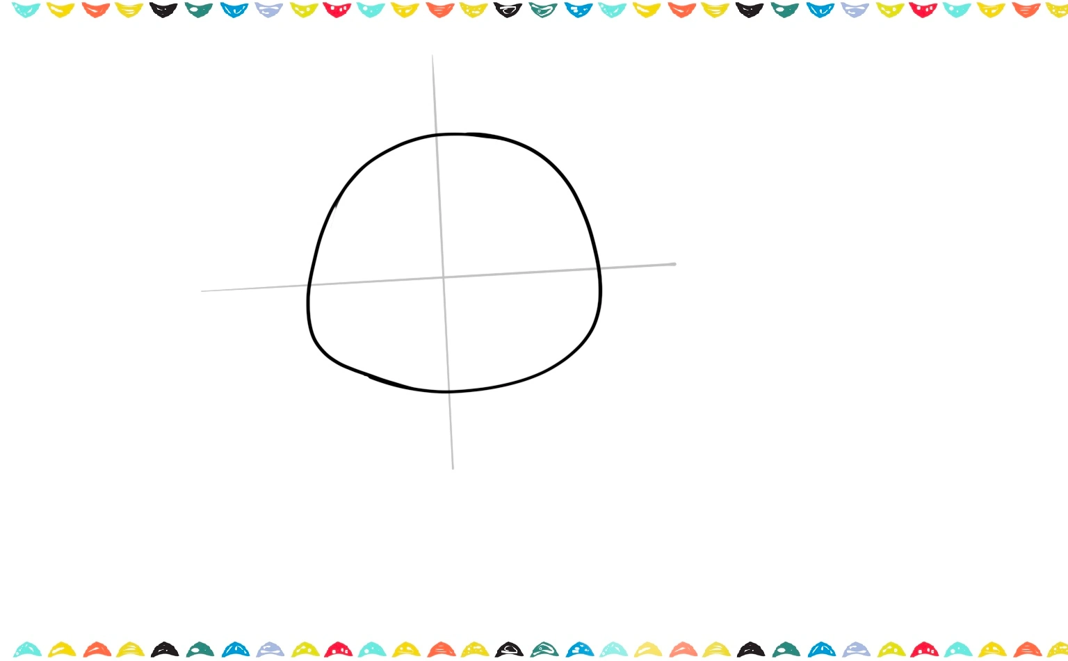Add a vertical and a horizontal line on the circle for facial feature placement step 2