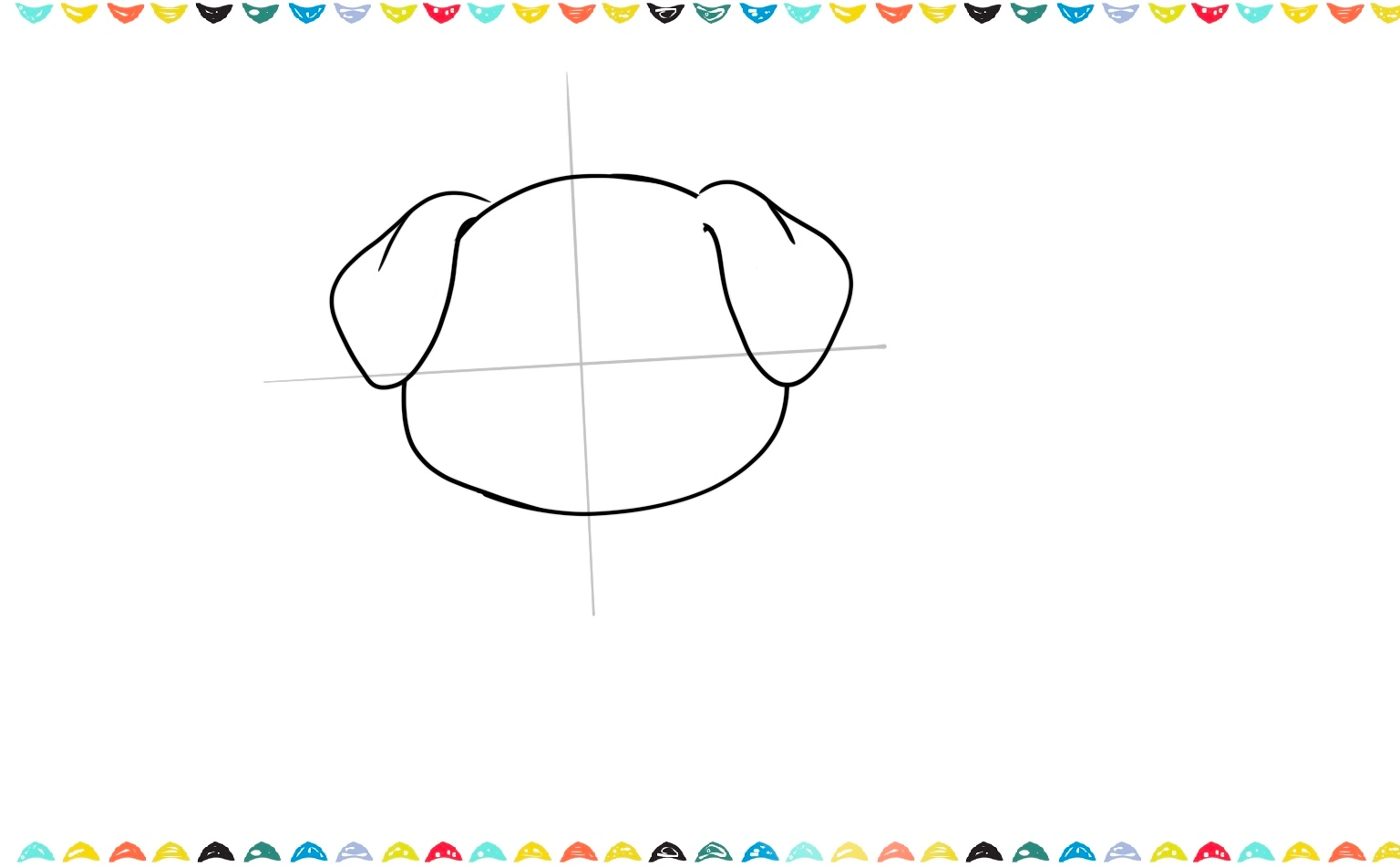 Erase to remove the overlapping construction lines on the puppy's head near the newly drawn ears step 4