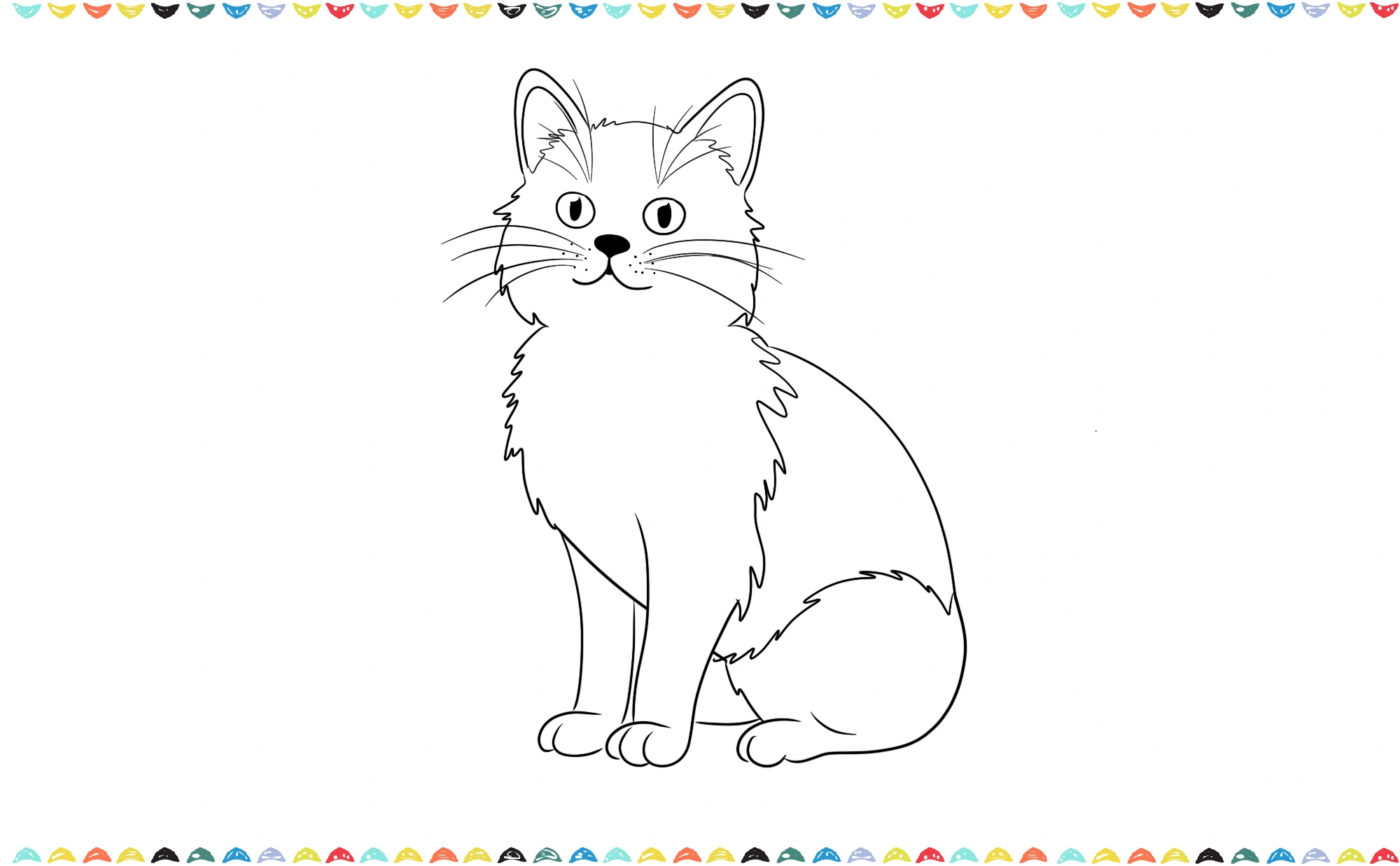 A detailed sketch showing how to draw a realistic cat's back legs slightly bent with small curved lines at the bottom for the toes step 10