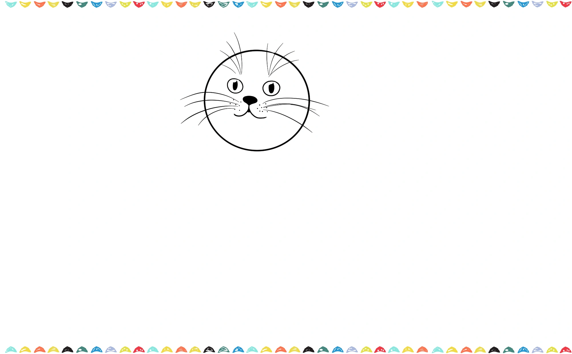 Sketch three long, curved whiskers on each side of the cat's nose. Also a few shorter whiskers above the realistic cat's eyes step 5