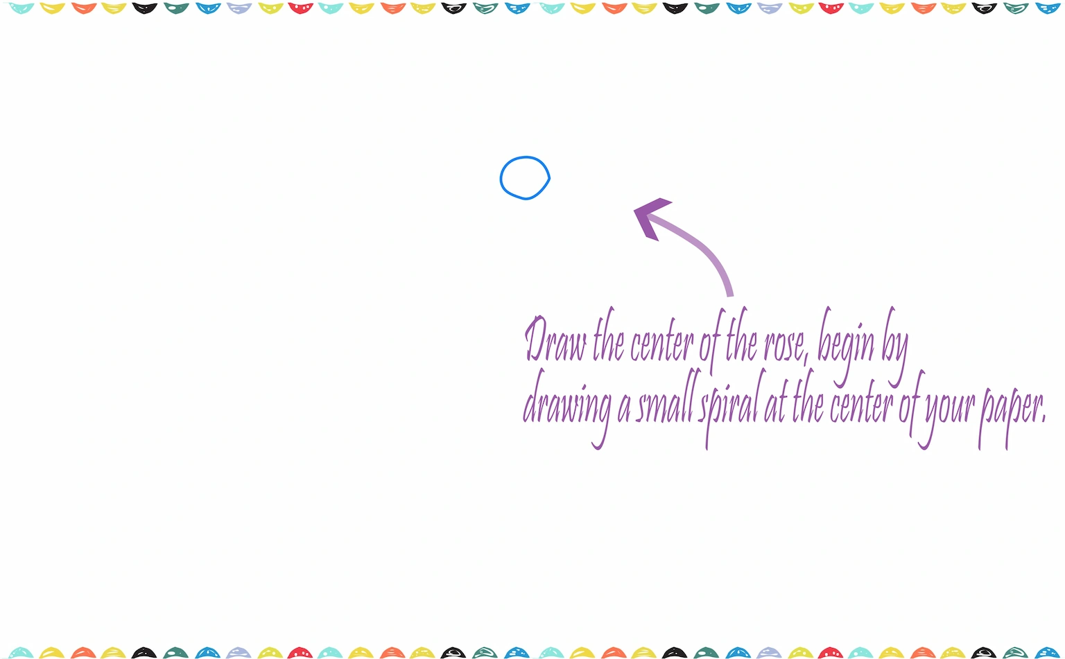 draw a small, loose spiral in the center of the paper step 1